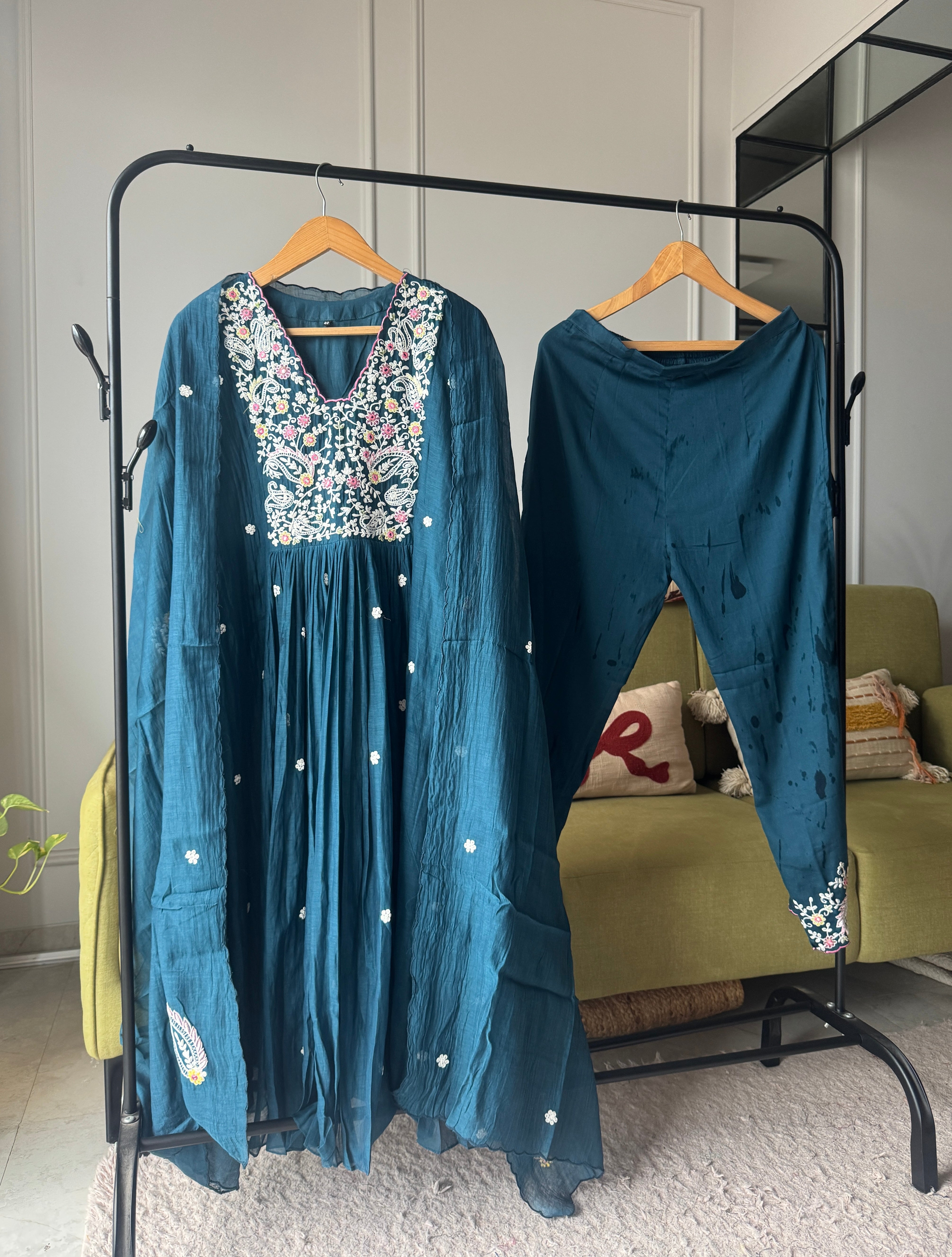 Radhika scalloped neck embroidery dress