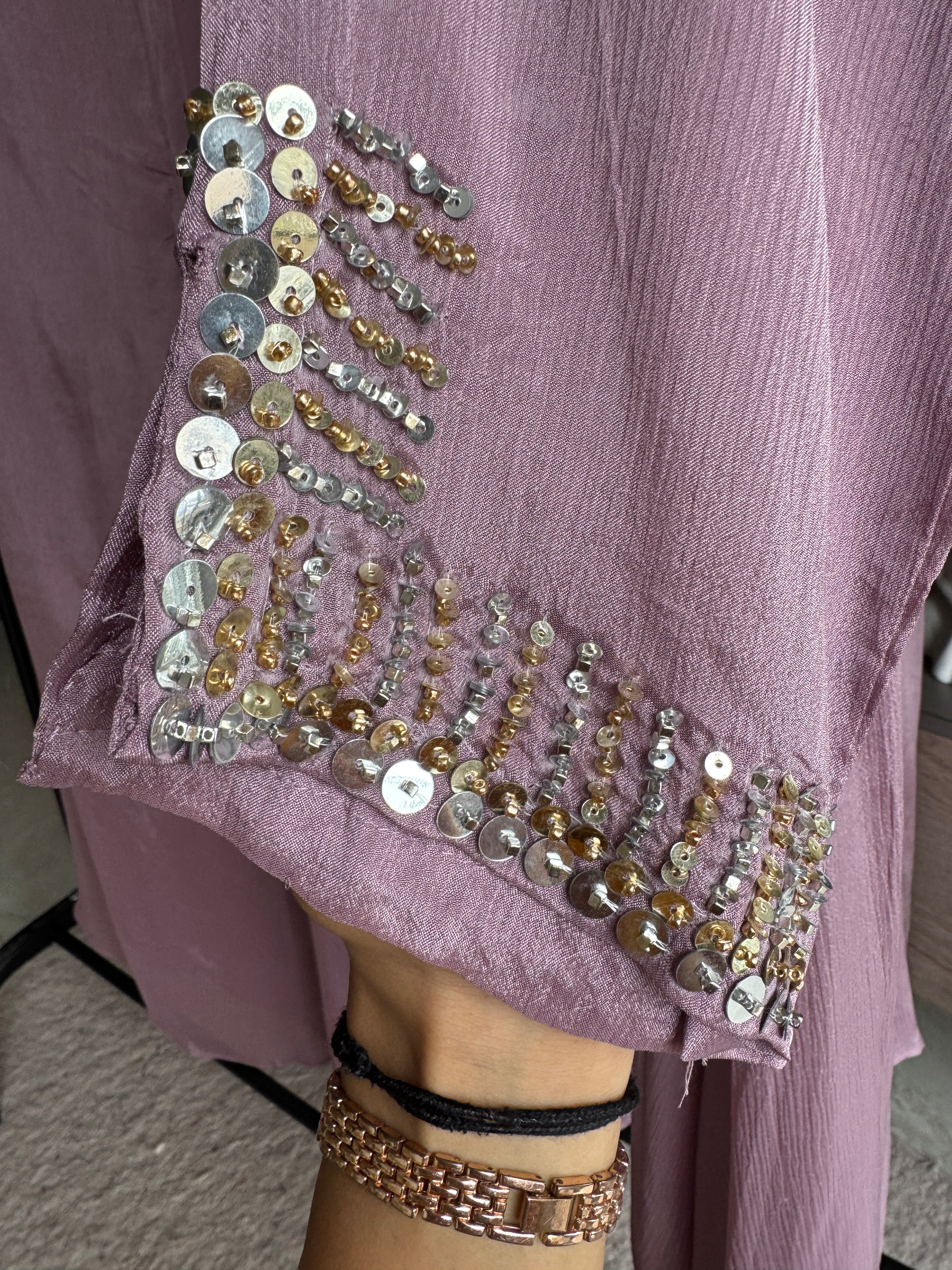 Ragini Chinon Squence Work Kurta With Flared Plazzo Pants