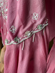 Sharvari hand work asymmetrical kurta with bell bottom pants (Make to Order)