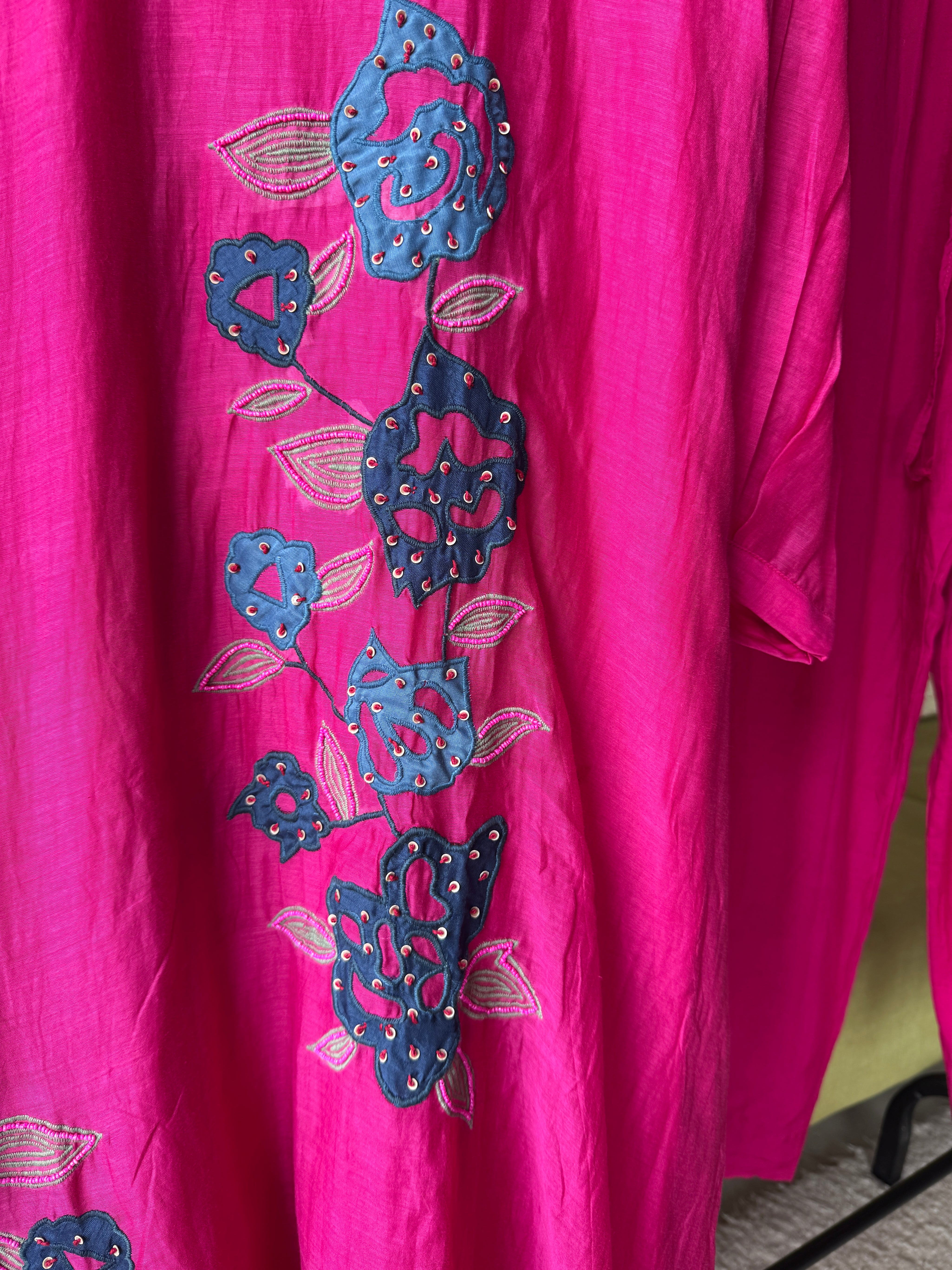 Rani mul chanderi kardana Aline dress with plazzo