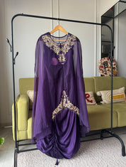 Shama crop top with cowl skirt and kaftan cover up