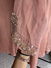 Ragini Chinon Squence Work Kurta With Flared Plazzo Pants