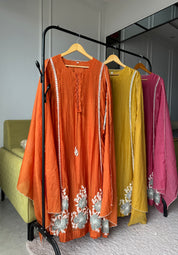 Madhavi Mul Chanderi Cross Cross Neck Handwork Dress