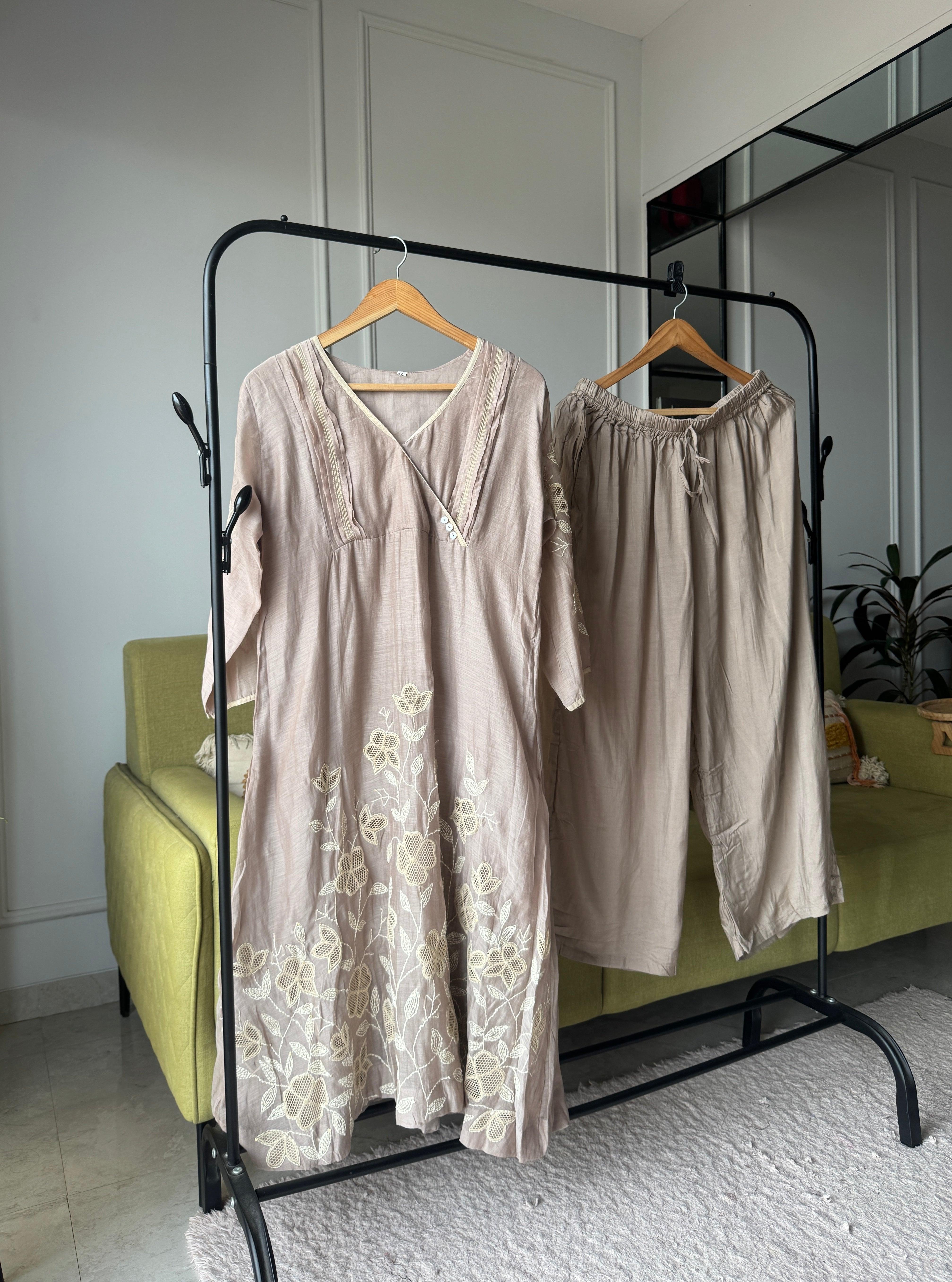 Gourika Embroided Mul Chanderi Dress