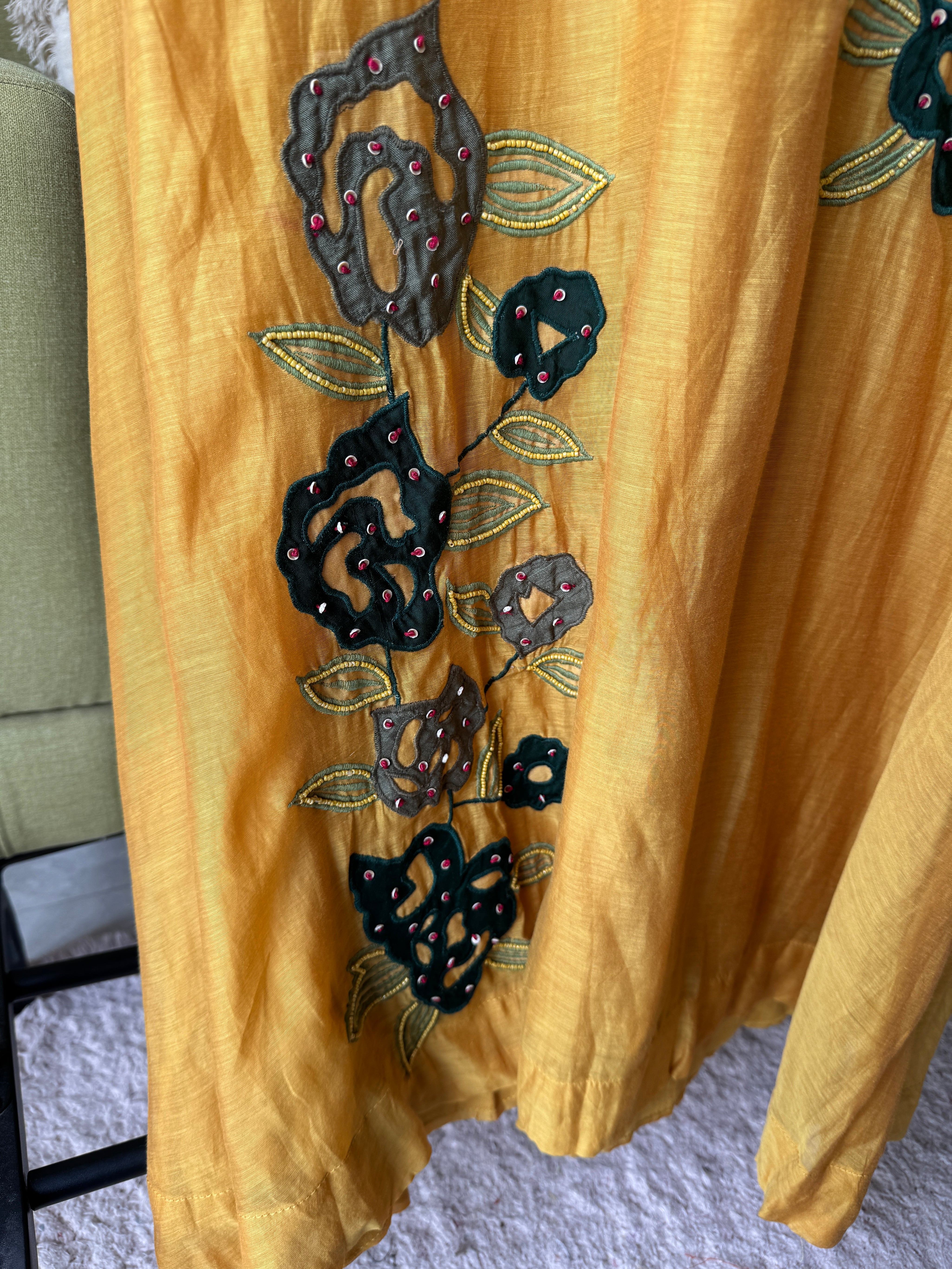 Rani mul chanderi kardana Aline dress with plazzo