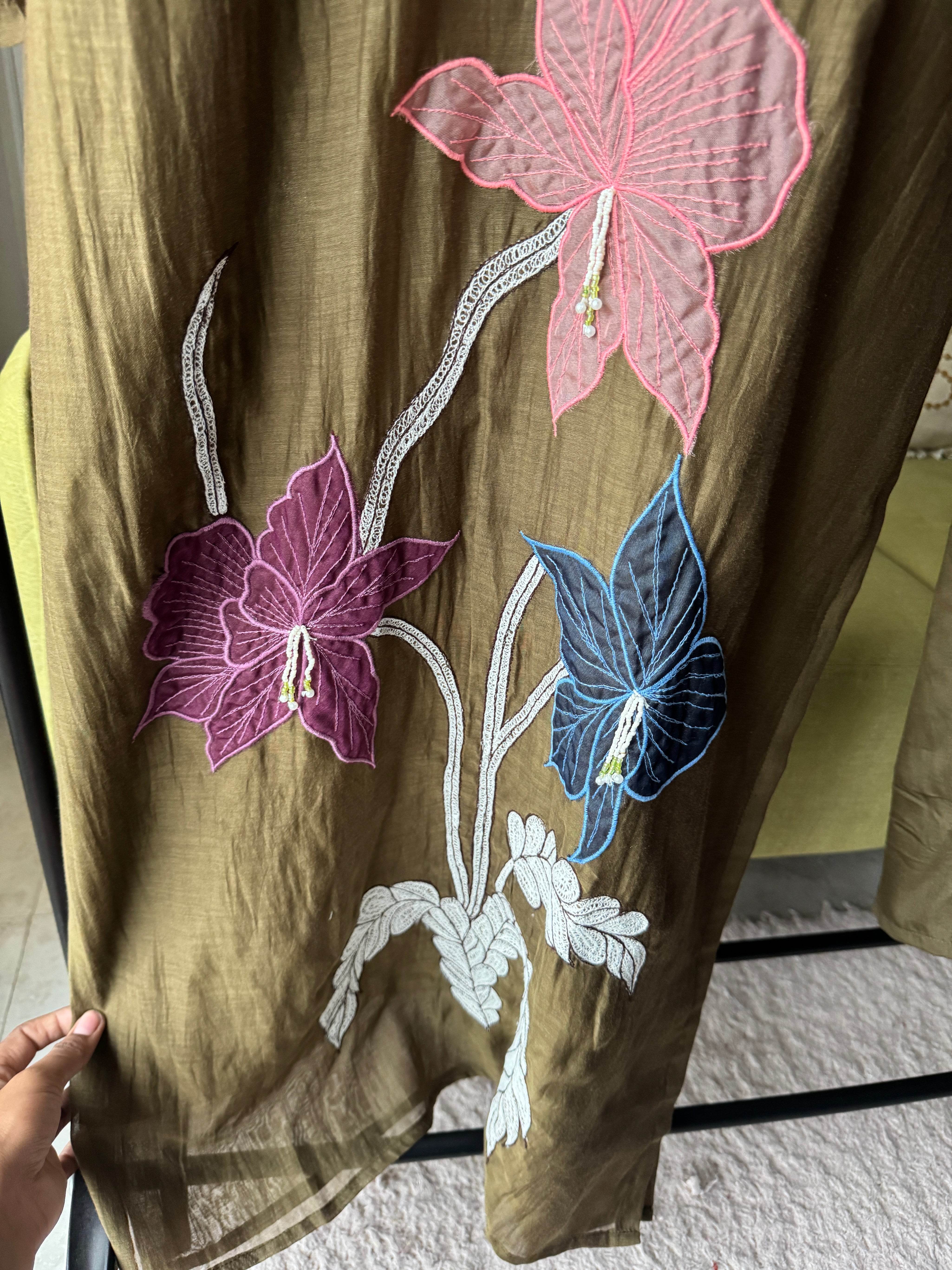 Megha Mul Chanderi Embroided Dress(Make to Order 12 days)