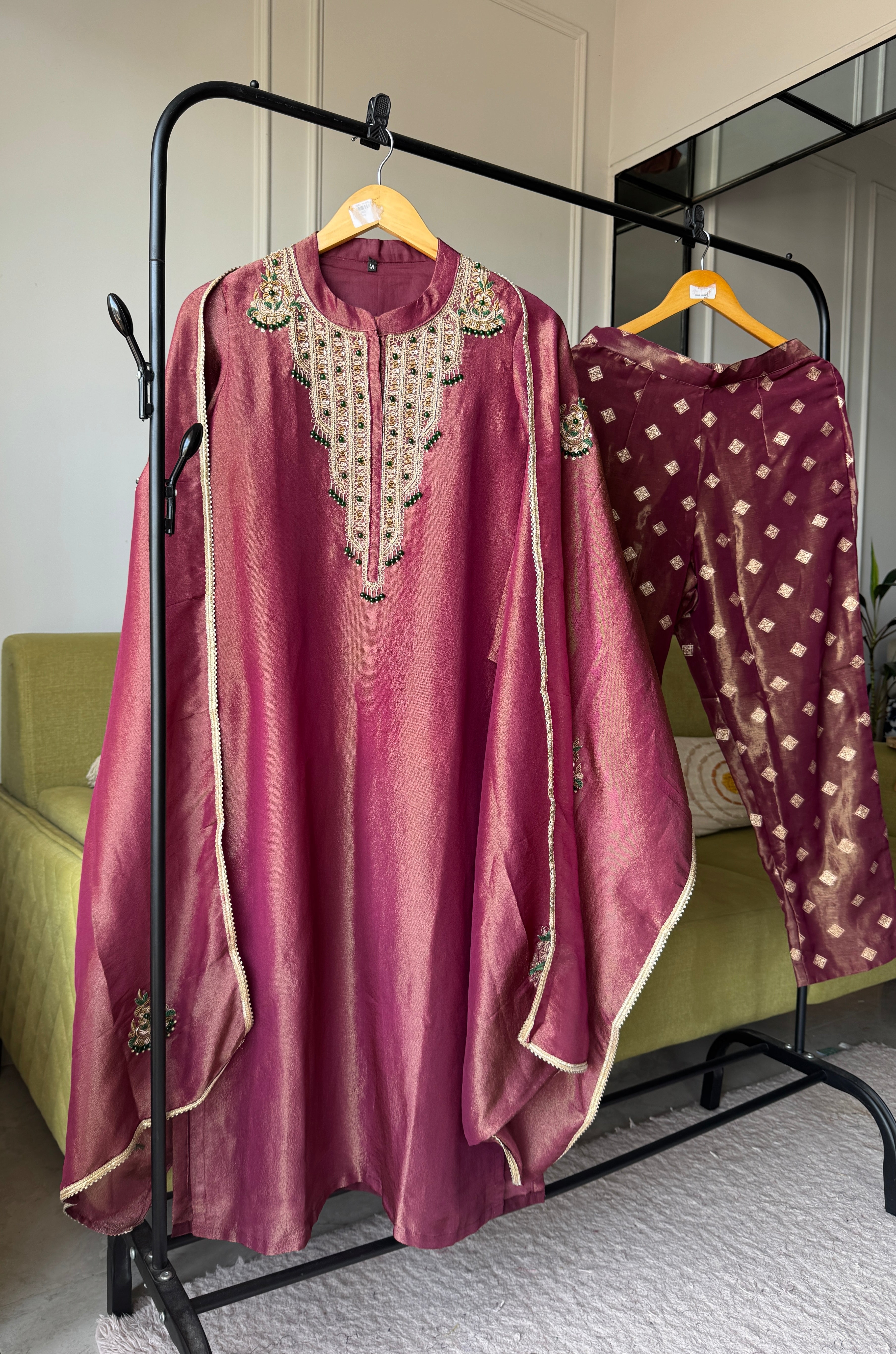 Sita Shimmer Tissue Handwork Dress