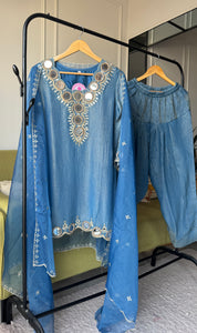 Urmi Mirror Work Farshi Pant Organza Dupatta Dress