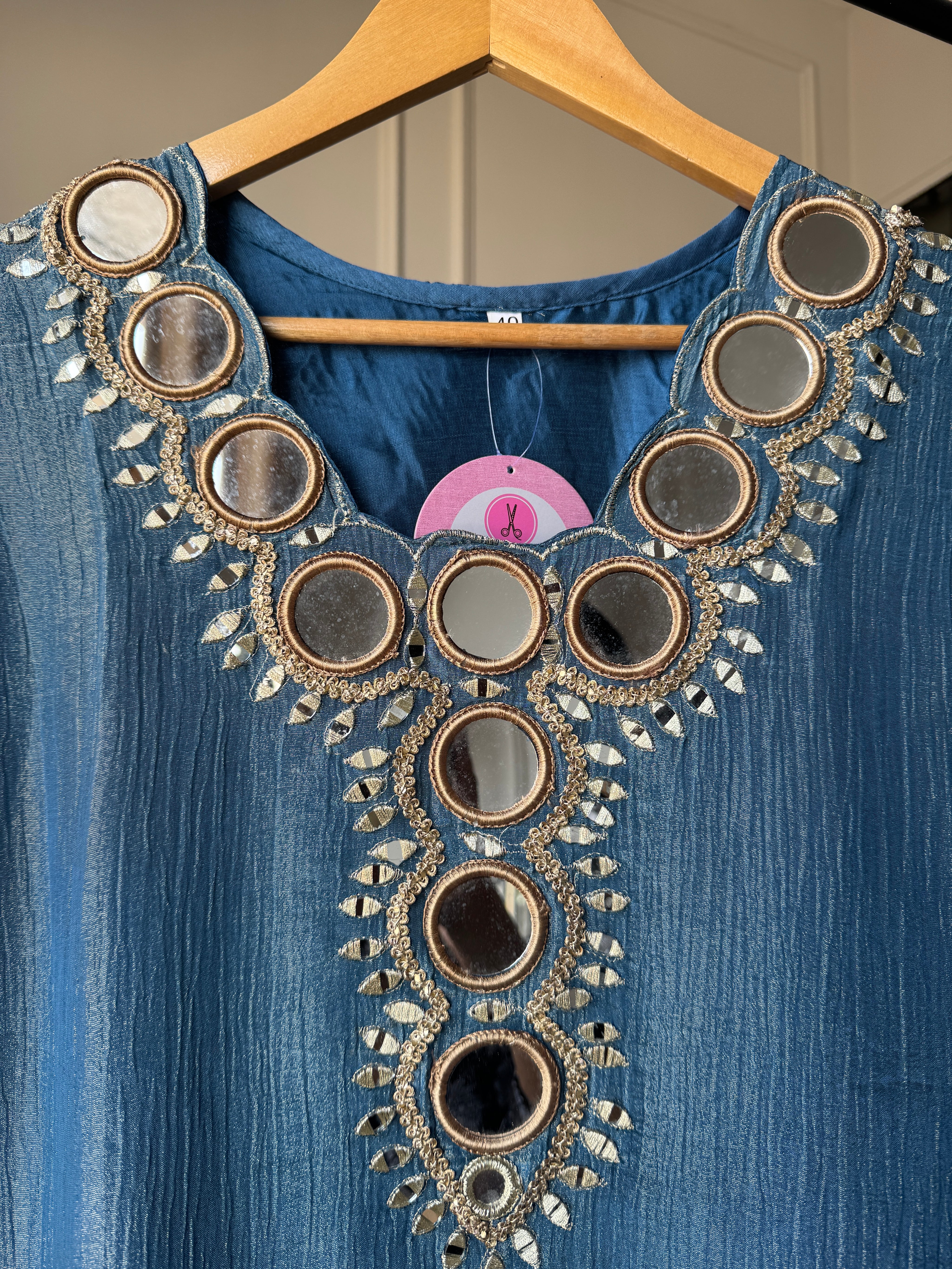 Urmi Mirror Work Farshi Pant Organza Dupatta Dress