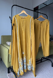 Madhavi Mul Chanderi Cross Cross Neck Handwork Dress