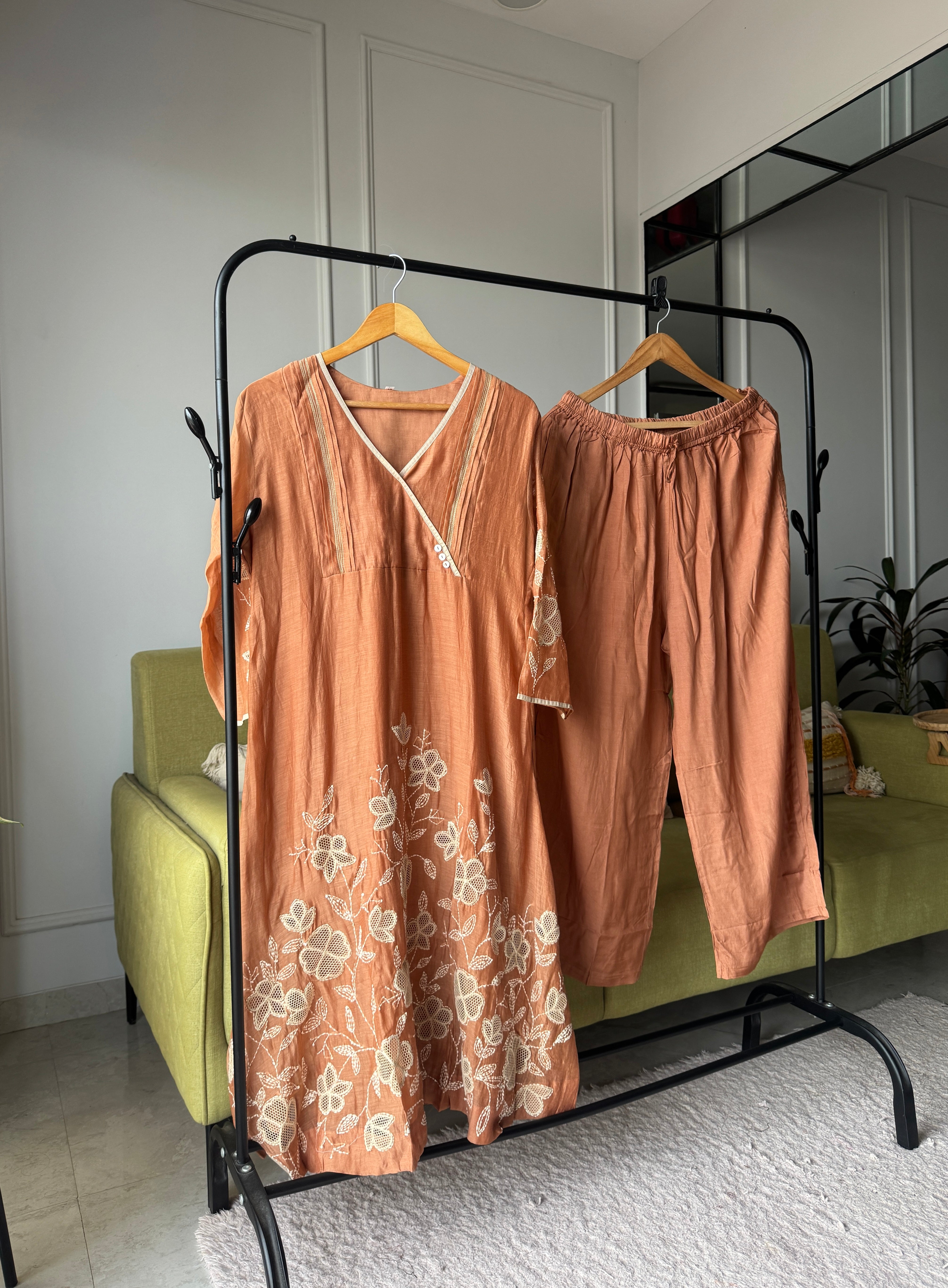 Gourika Embroided Mul Chanderi Dress