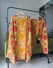 Orange Floral Tissue