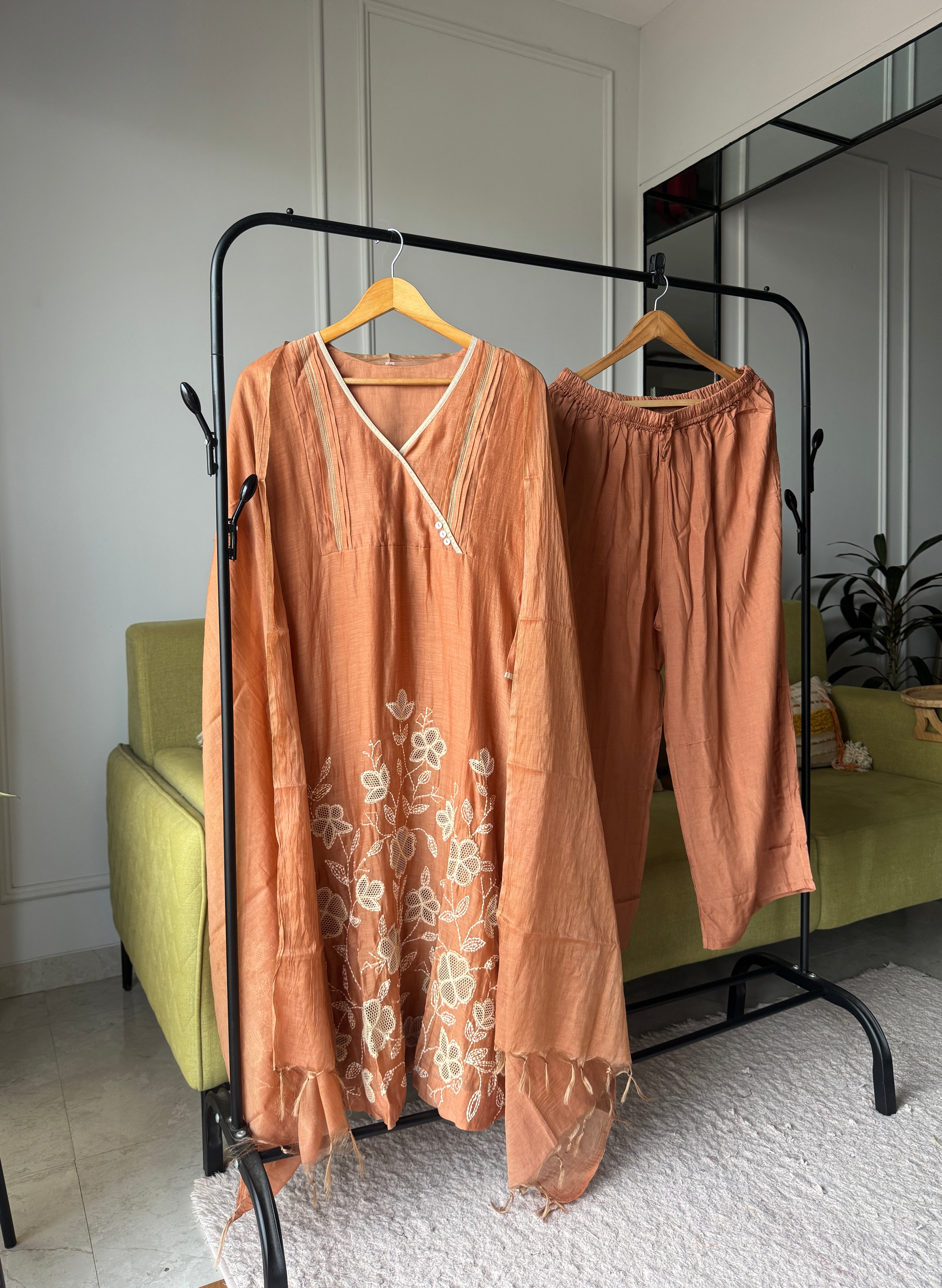 Gourika Embroided Mul Chanderi Dress