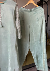 Aisha Heavy Sequin Mirror Work Tissue Organza Kurta With Plazzo