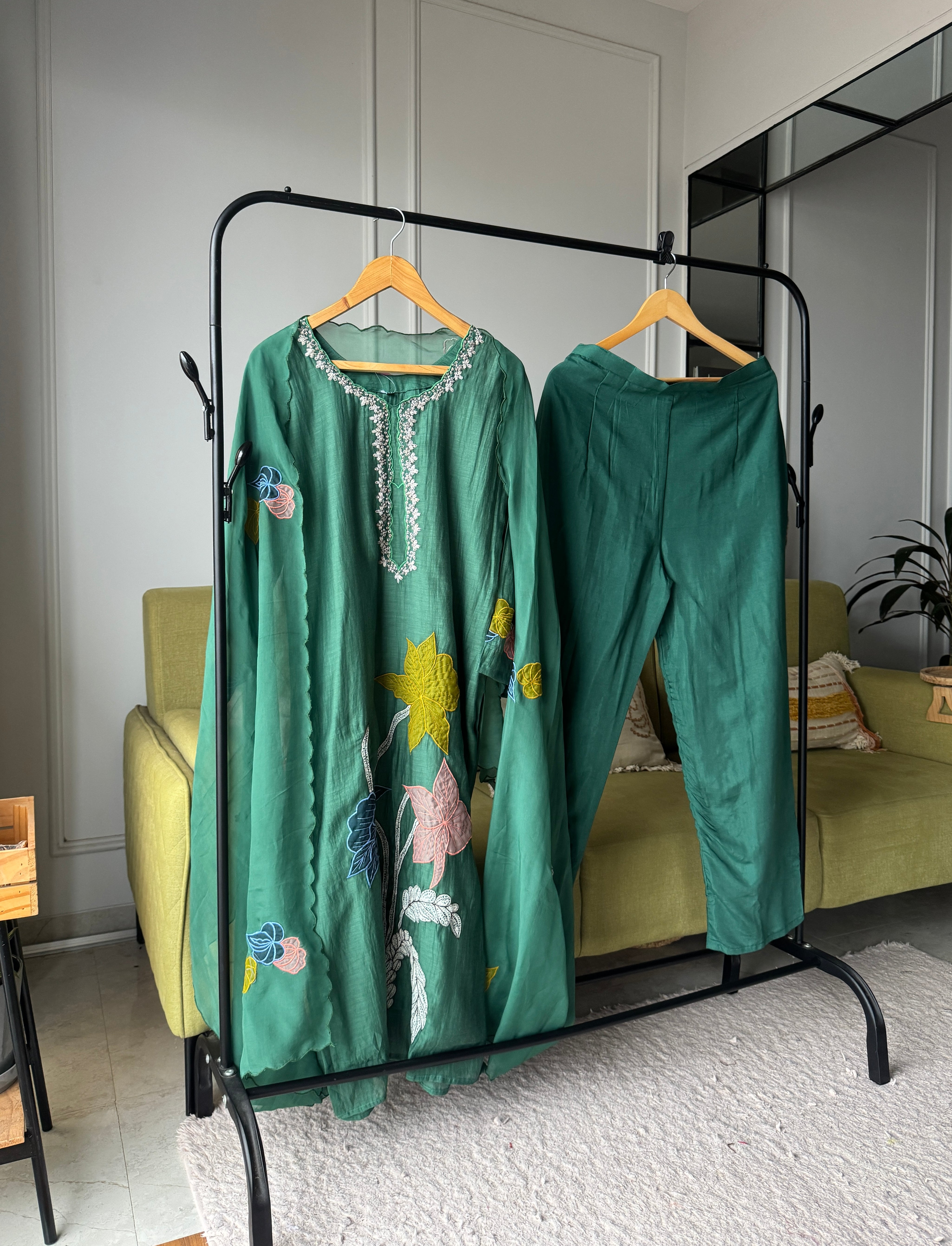 Megha Mul Chanderi Embroided Dress(Make to Order 12 days)