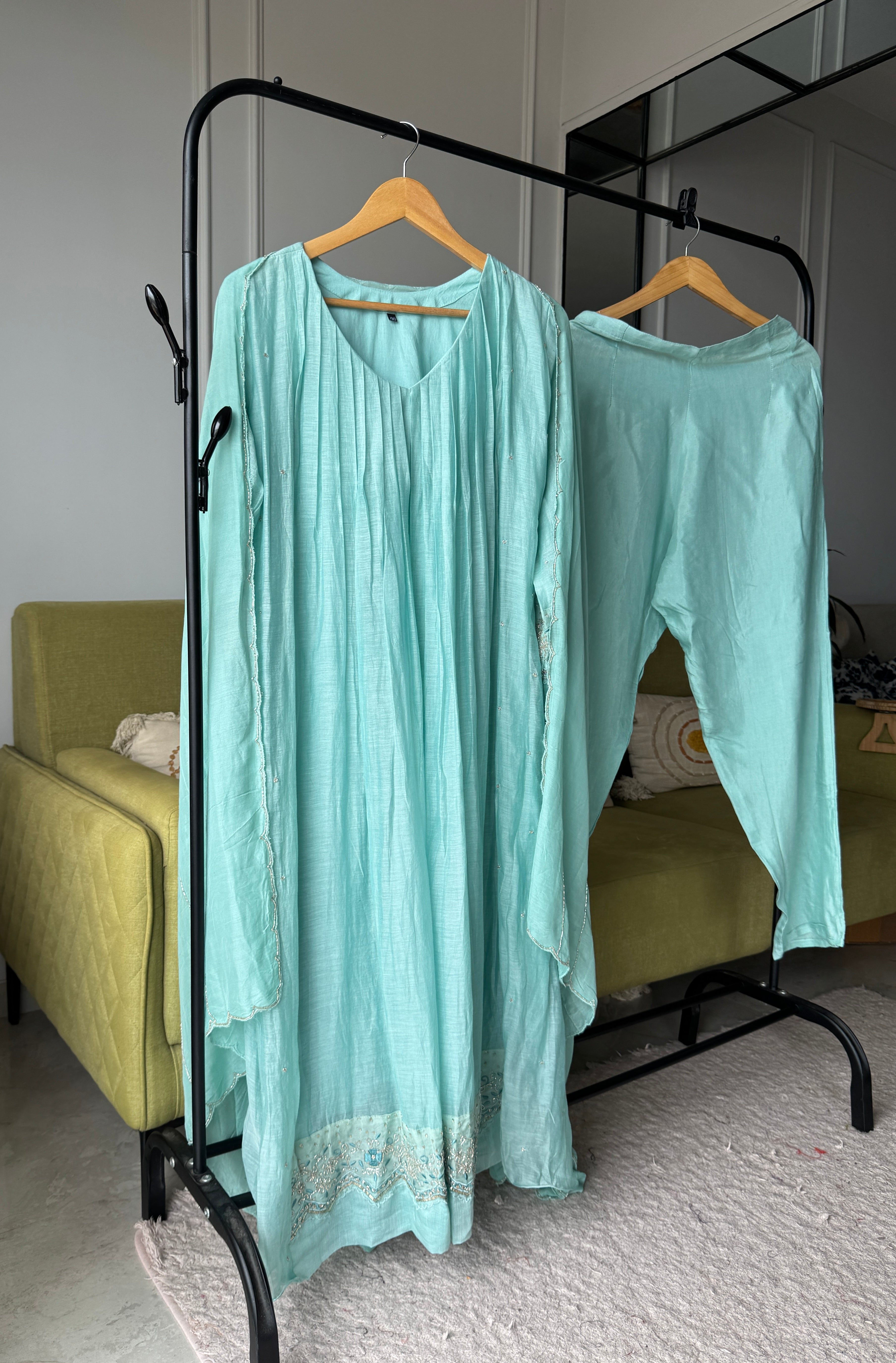 Priyanka Mul Chanderi Pleated Handwork Dress