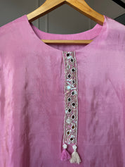 Aisha Heavy Sequin Mirror Work Tissue Organza Kurta With Plazzo