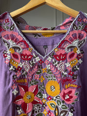 Heer V Neck Handwork Set