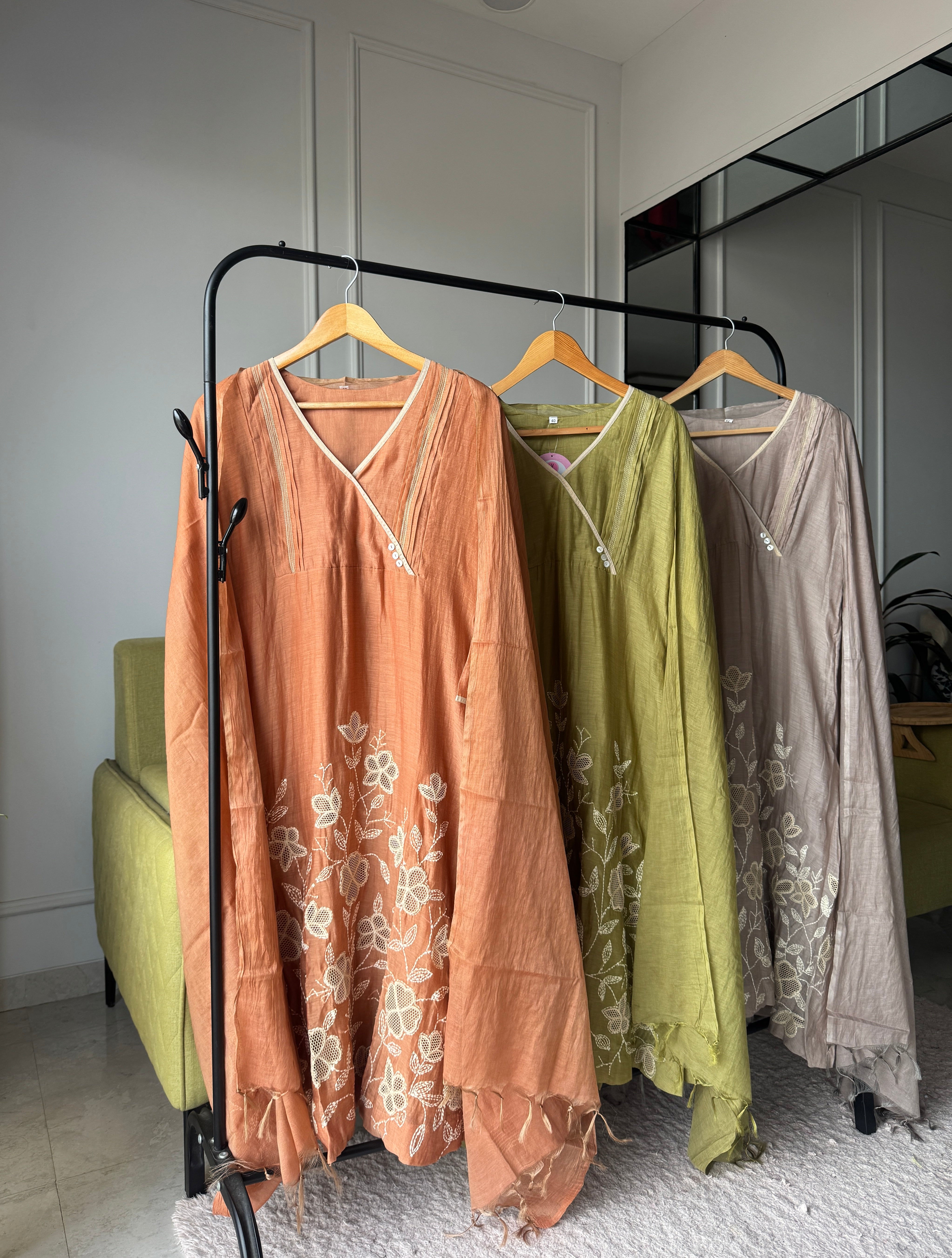 Gourika Embroided Mul Chanderi Dress