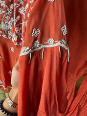 Sharvari hand work asymmetrical kurta with bell bottom pants (Make to Order)