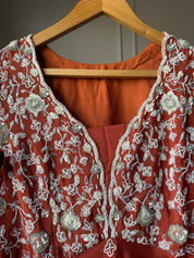 Sharvari hand work asymmetrical kurta with bell bottom pants (Make to Order)