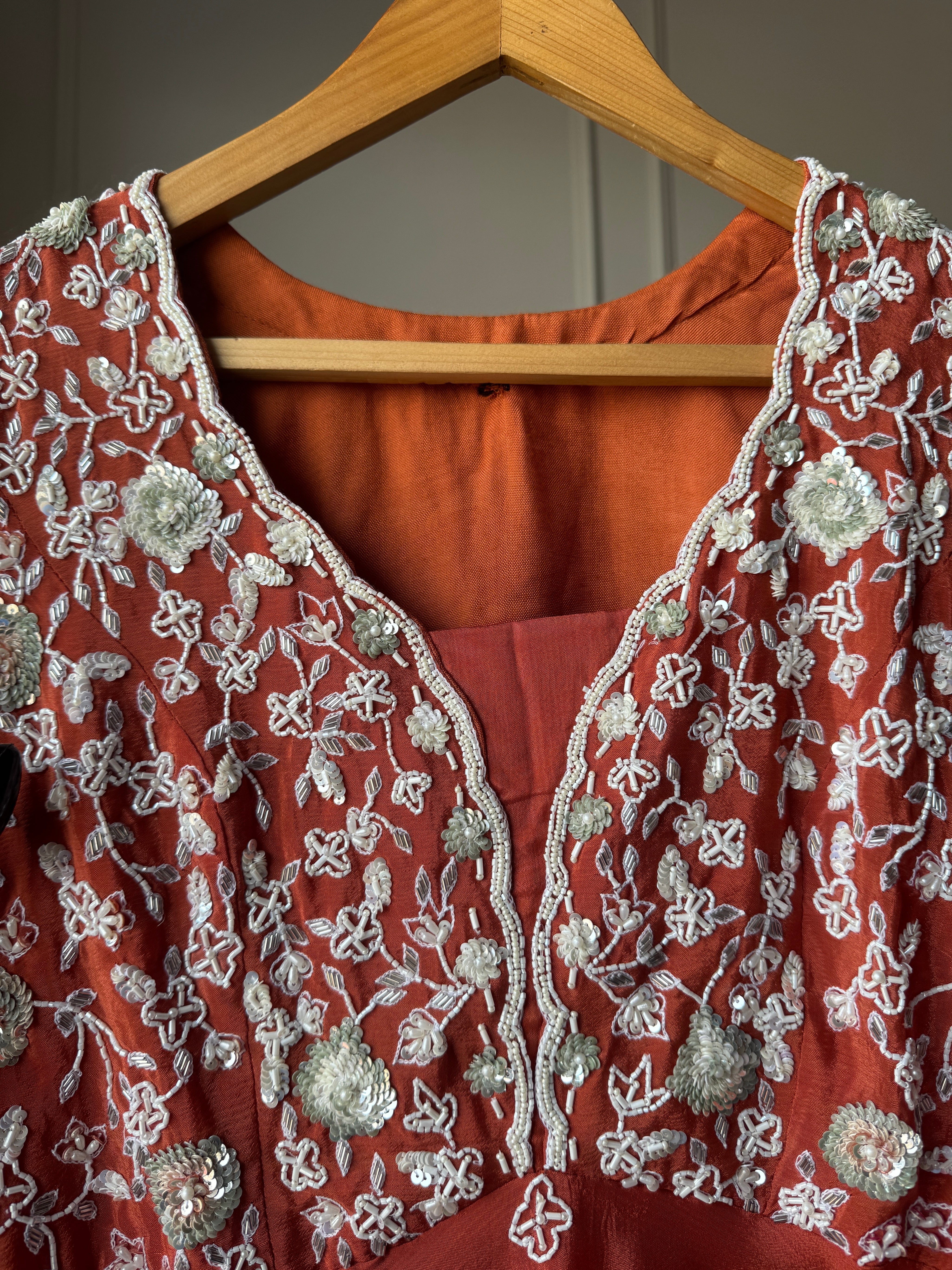 Sharvari hand work asymmetrical kurta with bell bottom pants (Make to Order)