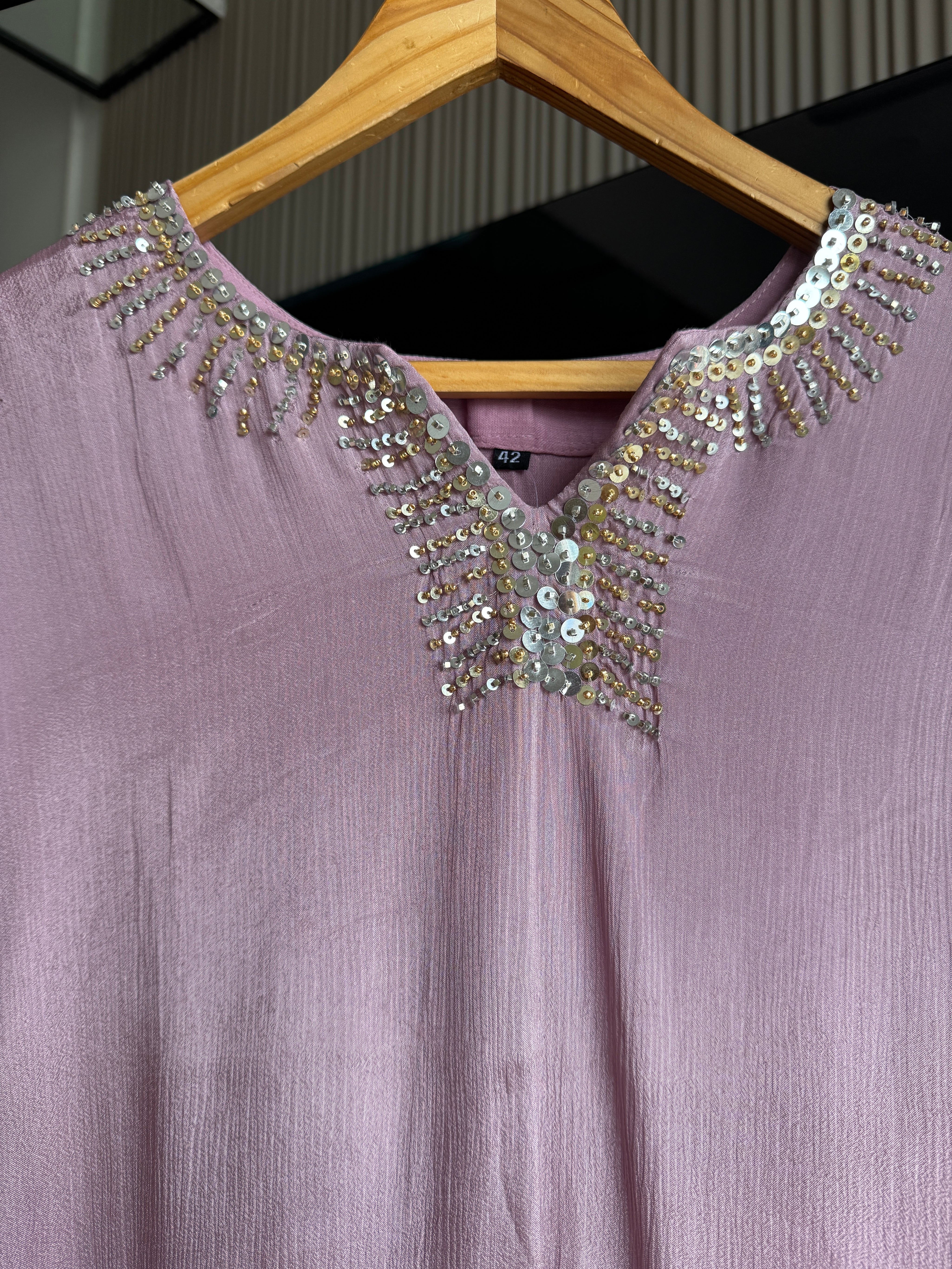 Ragini Chinon Squence Work Kurta With Flared Plazzo Pants