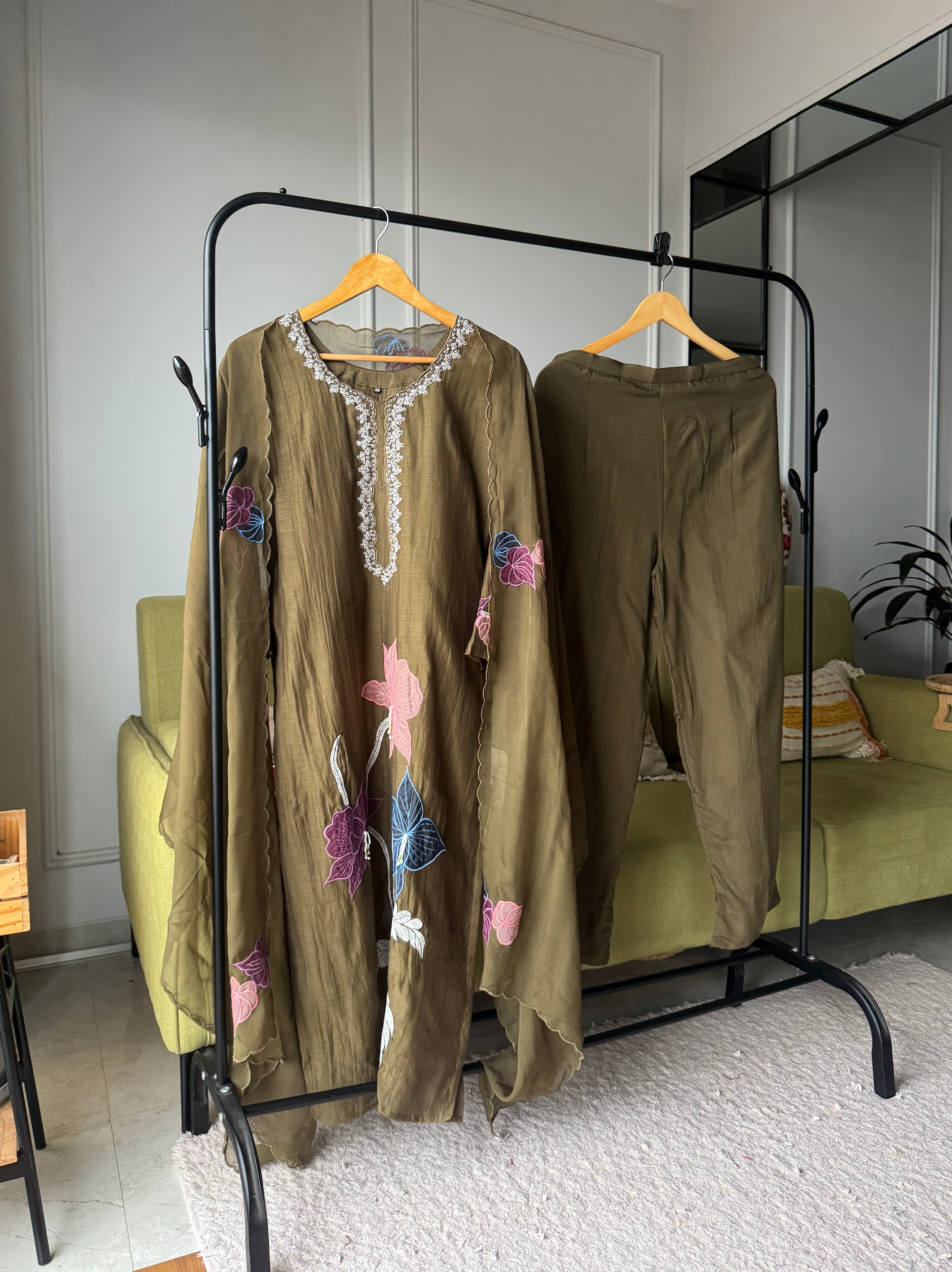 Megha Mul Chanderi Embroided Dress(Make to Order 12 days)