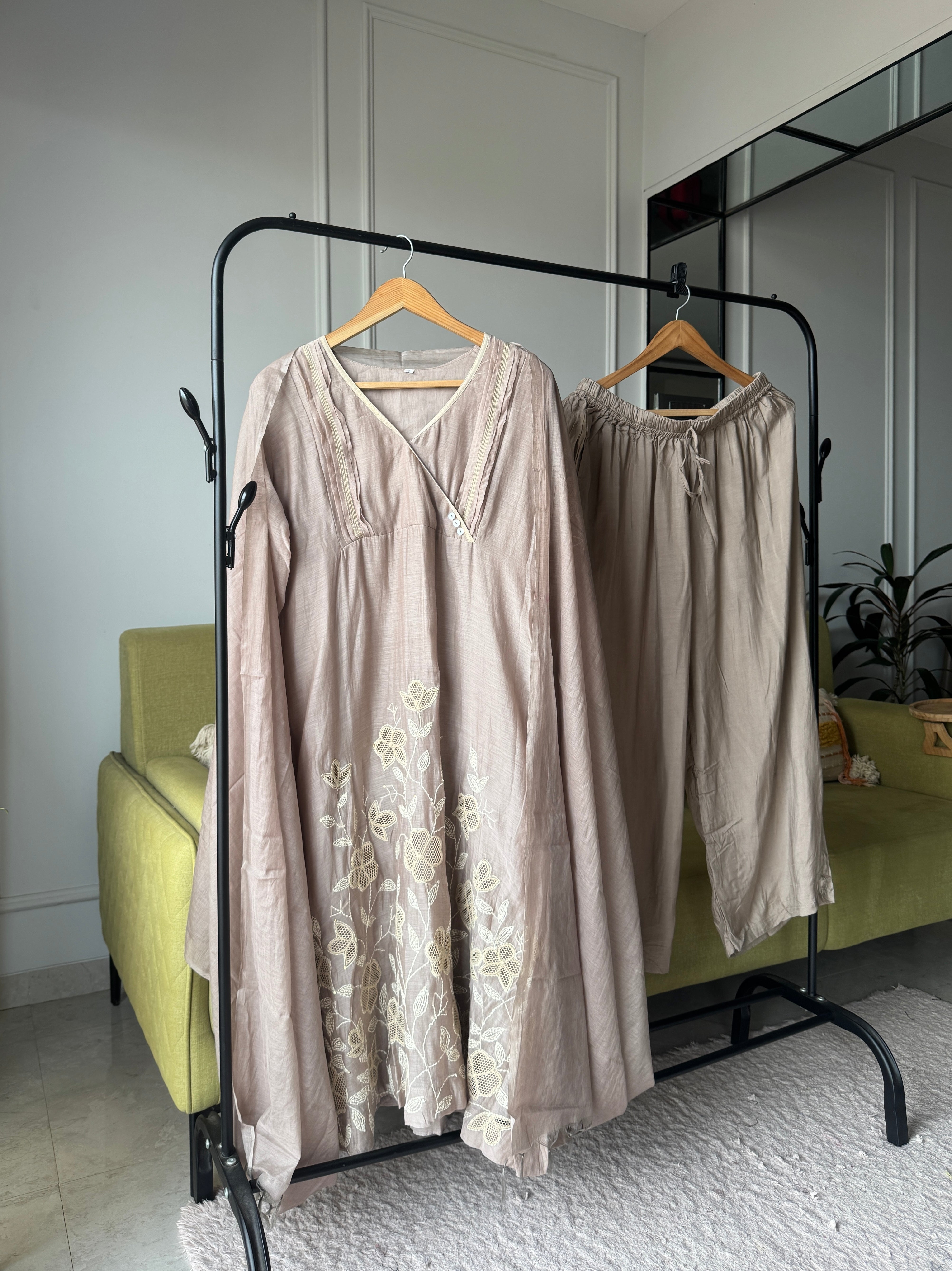 Gourika Embroided Mul Chanderi Dress