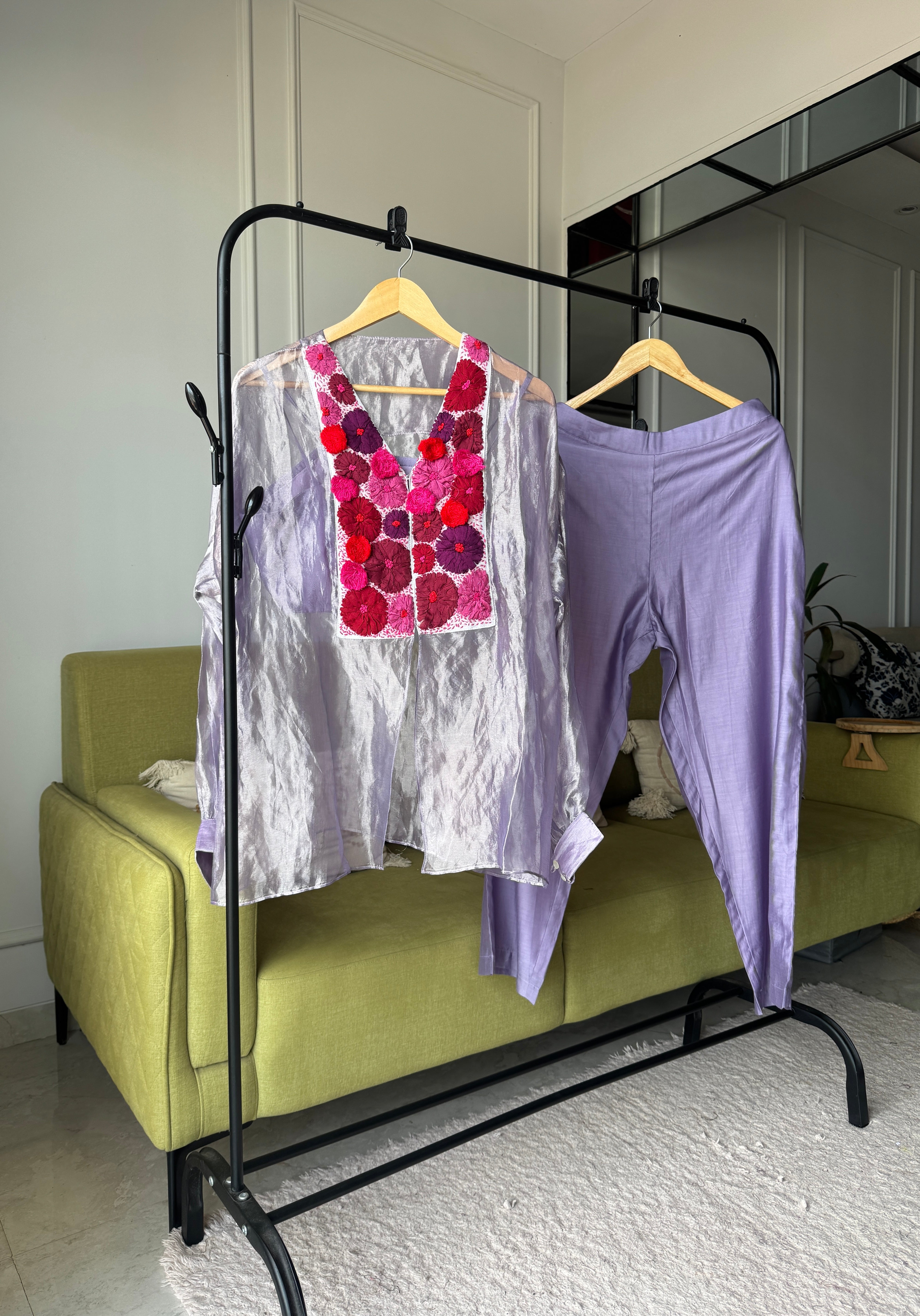 Mihika Pure Tissue Top With Padded Blouse And Plazzo