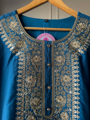 Vaishnavi Silk Straight Cut Dress With Embroidery