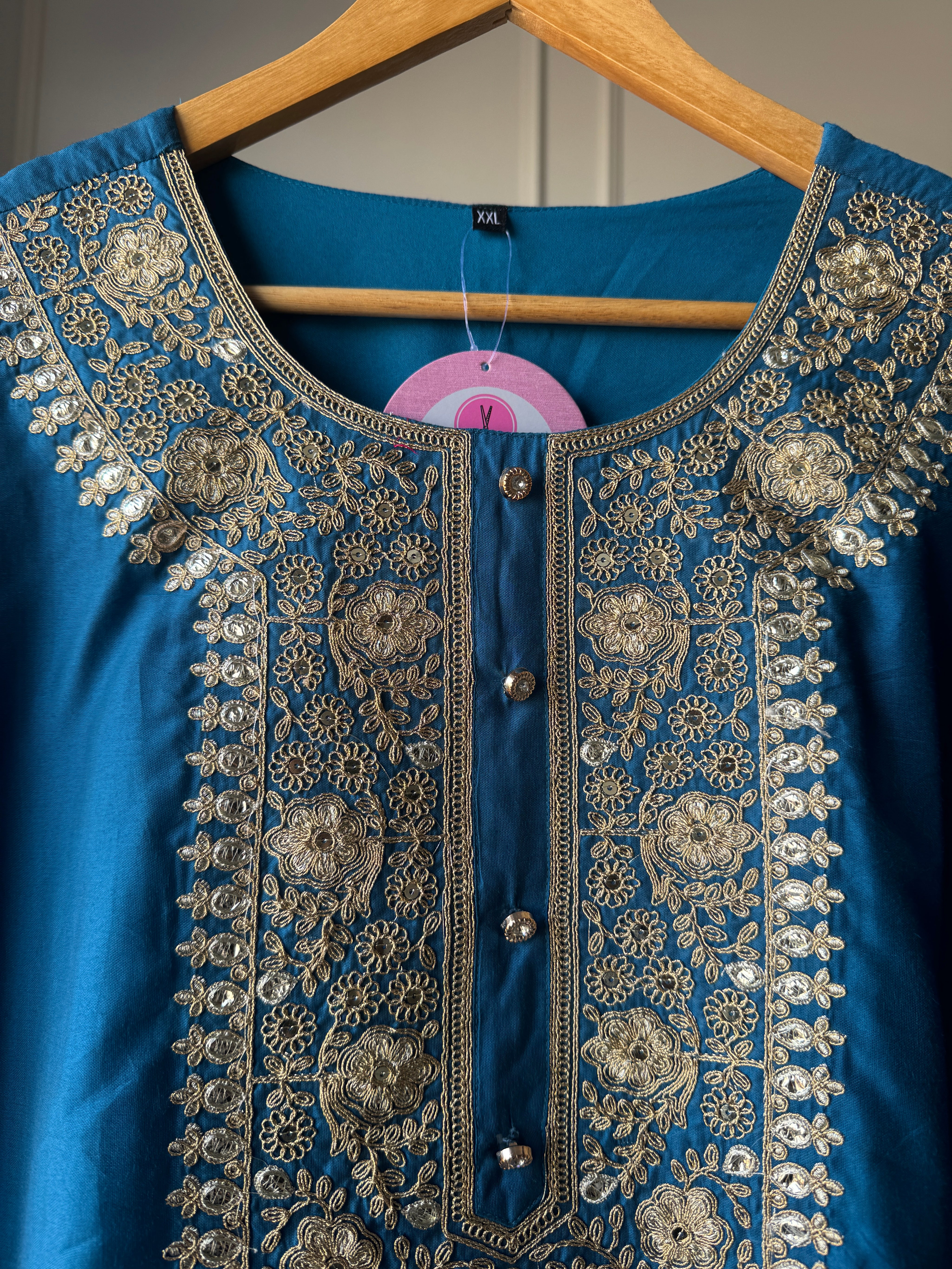 Vaishnavi Silk Straight Cut Dress With Embroidery