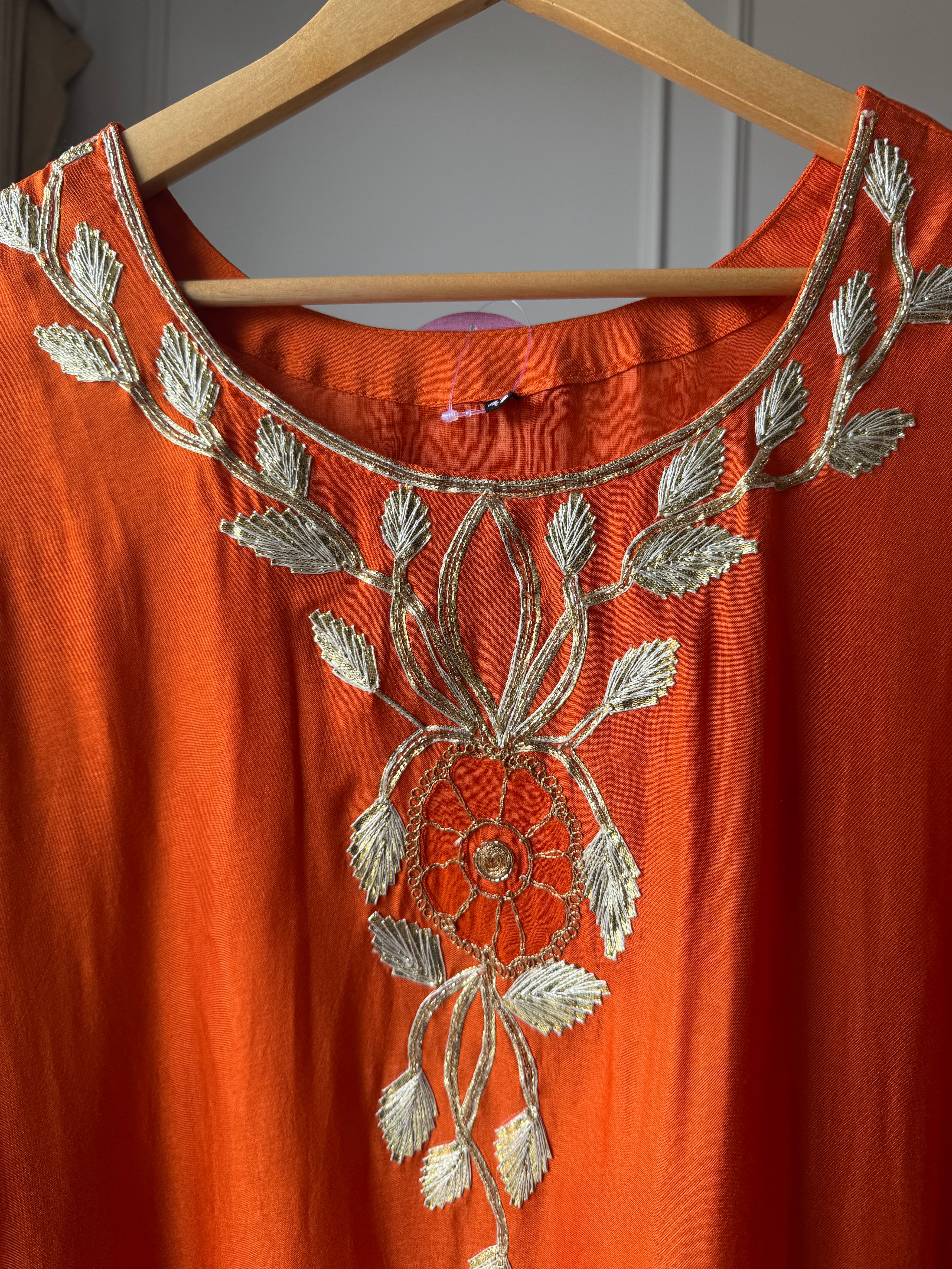 Mehek hand work golden gotta plazzo dress(Make to Order)