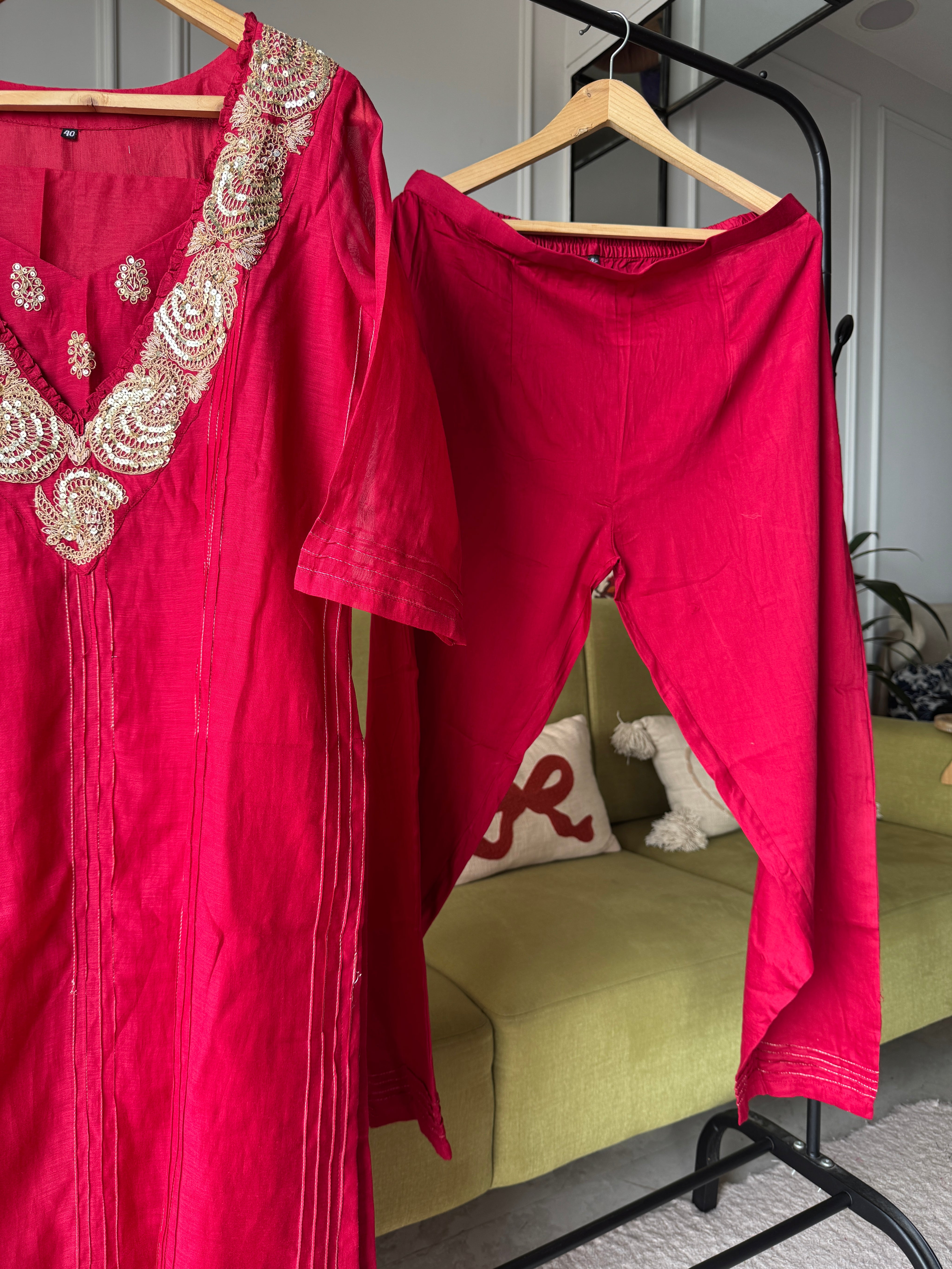 Jasmine Bustier Plus Kurti And Pants Set(Make to Order 10 days)