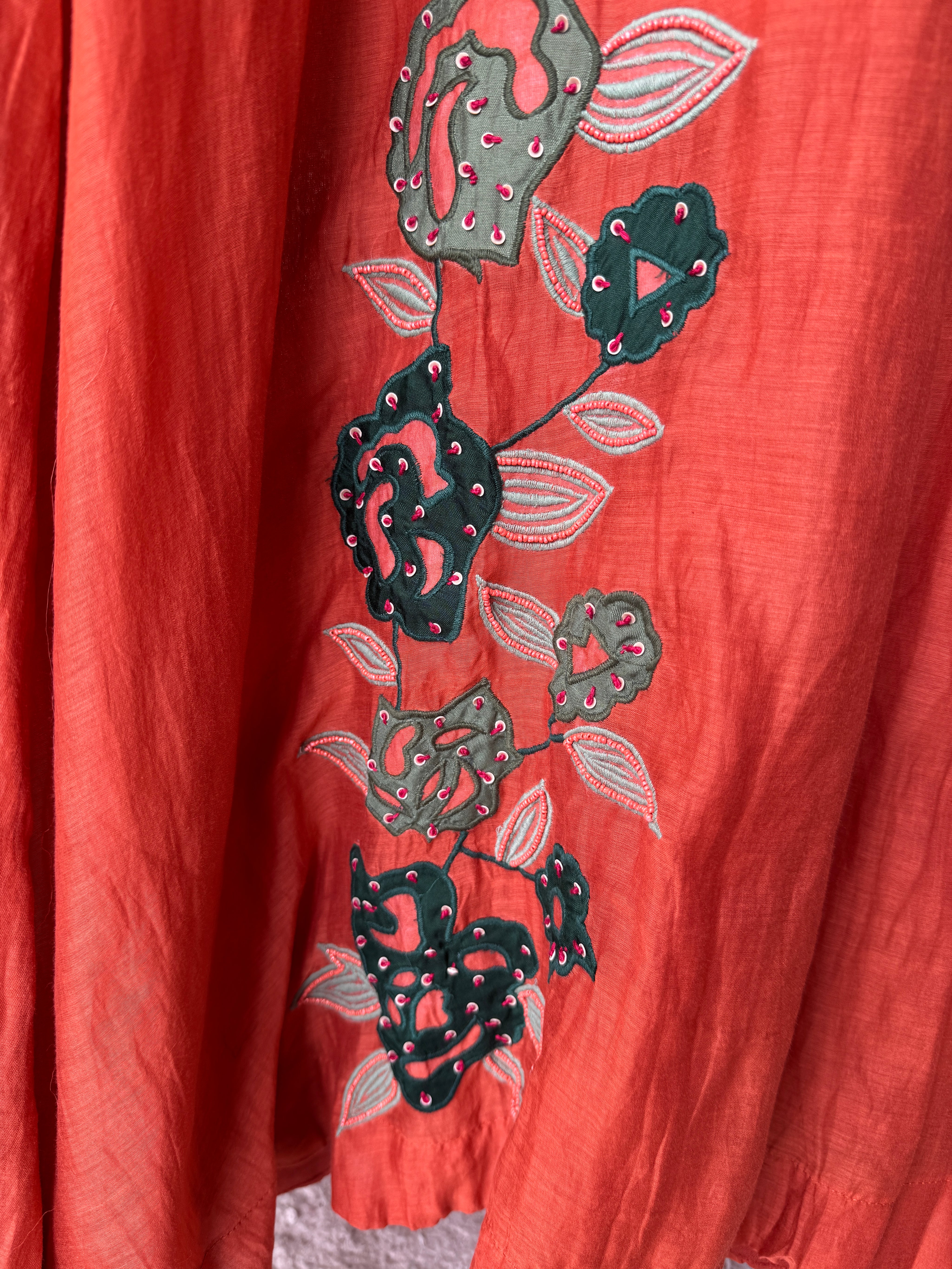 Rani mul chanderi kardana Aline dress with plazzo