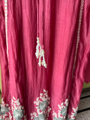 Madhavi Mul Chanderi Cross Cross Neck Handwork Dress