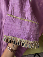 Shama Mirror Work Tissue Shimmer Kurta With Inner And Pants