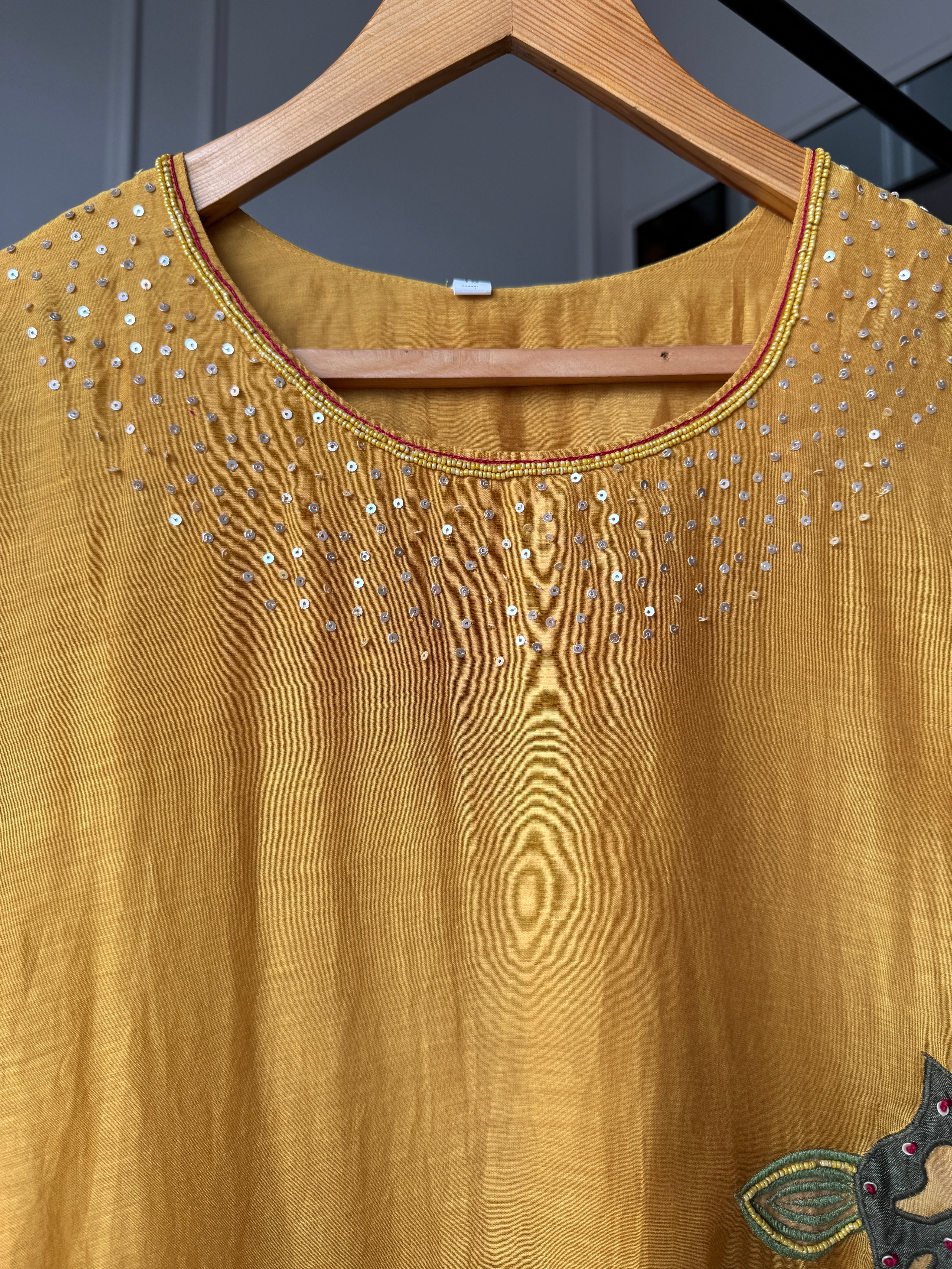 Rani mul chanderi kardana Aline dress with plazzo