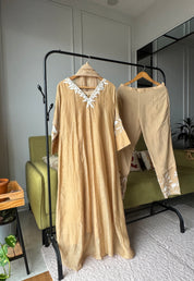 Rajeshwari Handwork V Neck Mul Chanderi Dress(Make to Order)