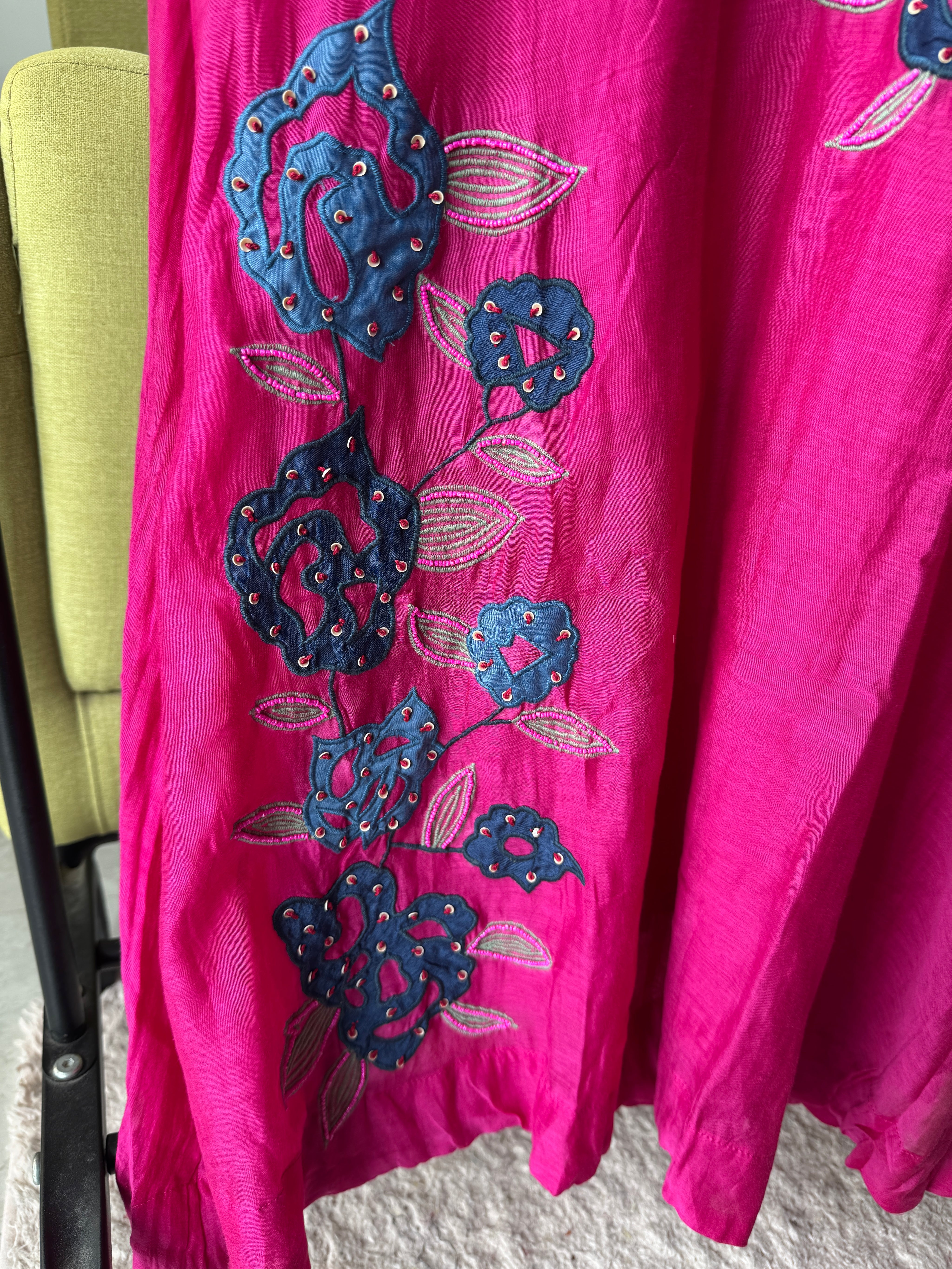 Rani mul chanderi kardana Aline dress with plazzo