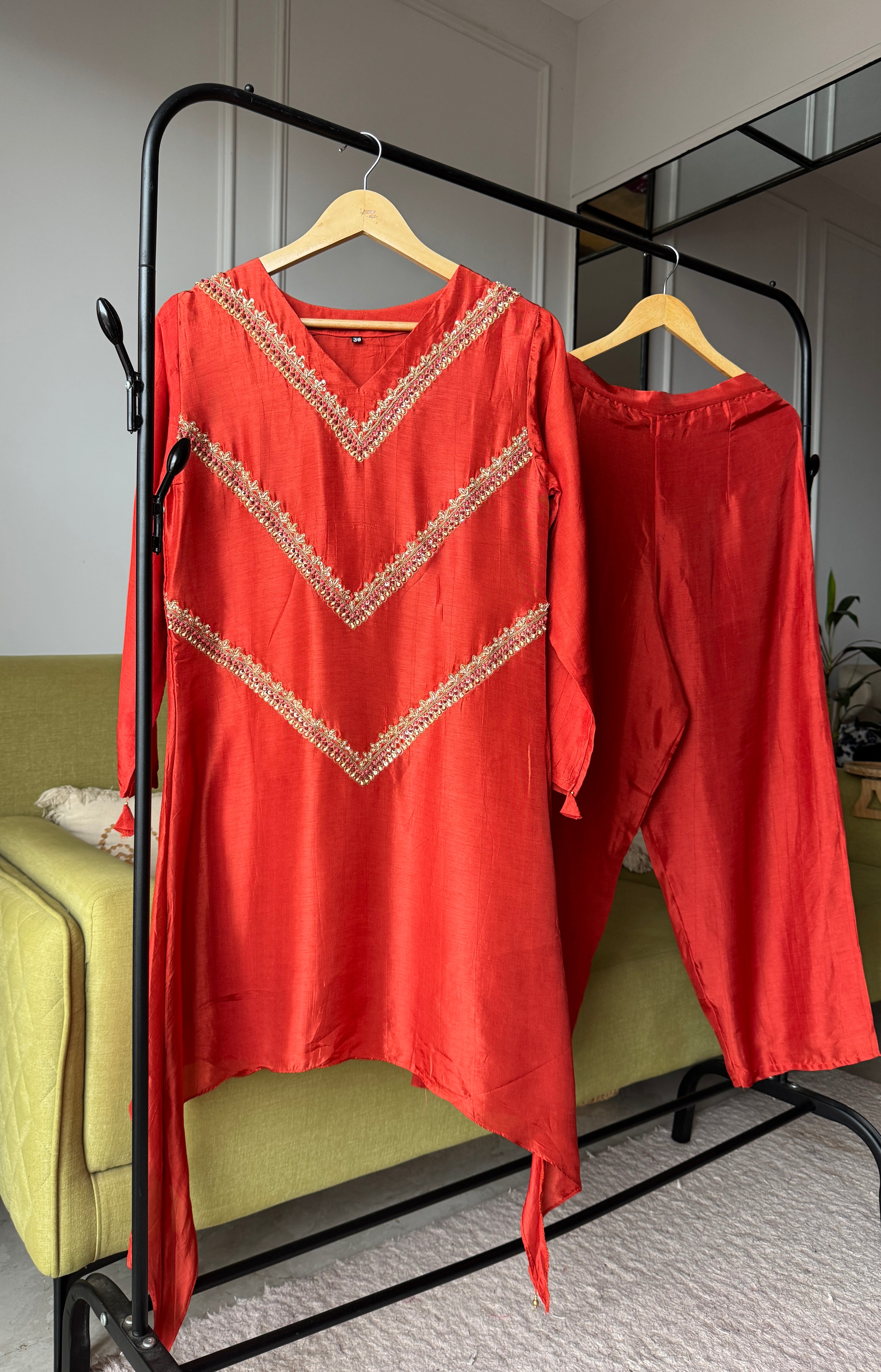 Anshika Dola Silk Handwork Coord Set