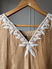 Rajeshwari Handwork V Neck Mul Chanderi Dress(Make to Order)