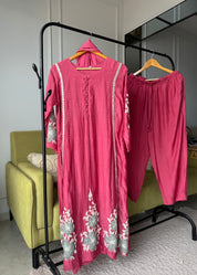 Madhavi Mul Chanderi Cross Cross Neck Handwork Dress