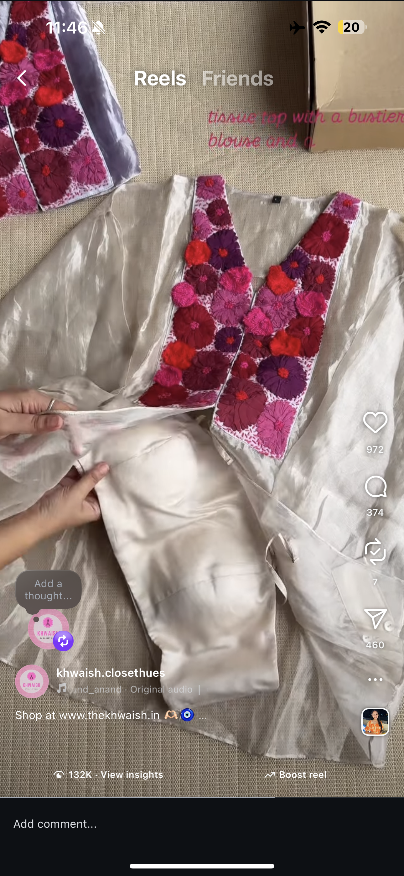 Mihika Pure Tissue Top With Padded Blouse And Plazzo