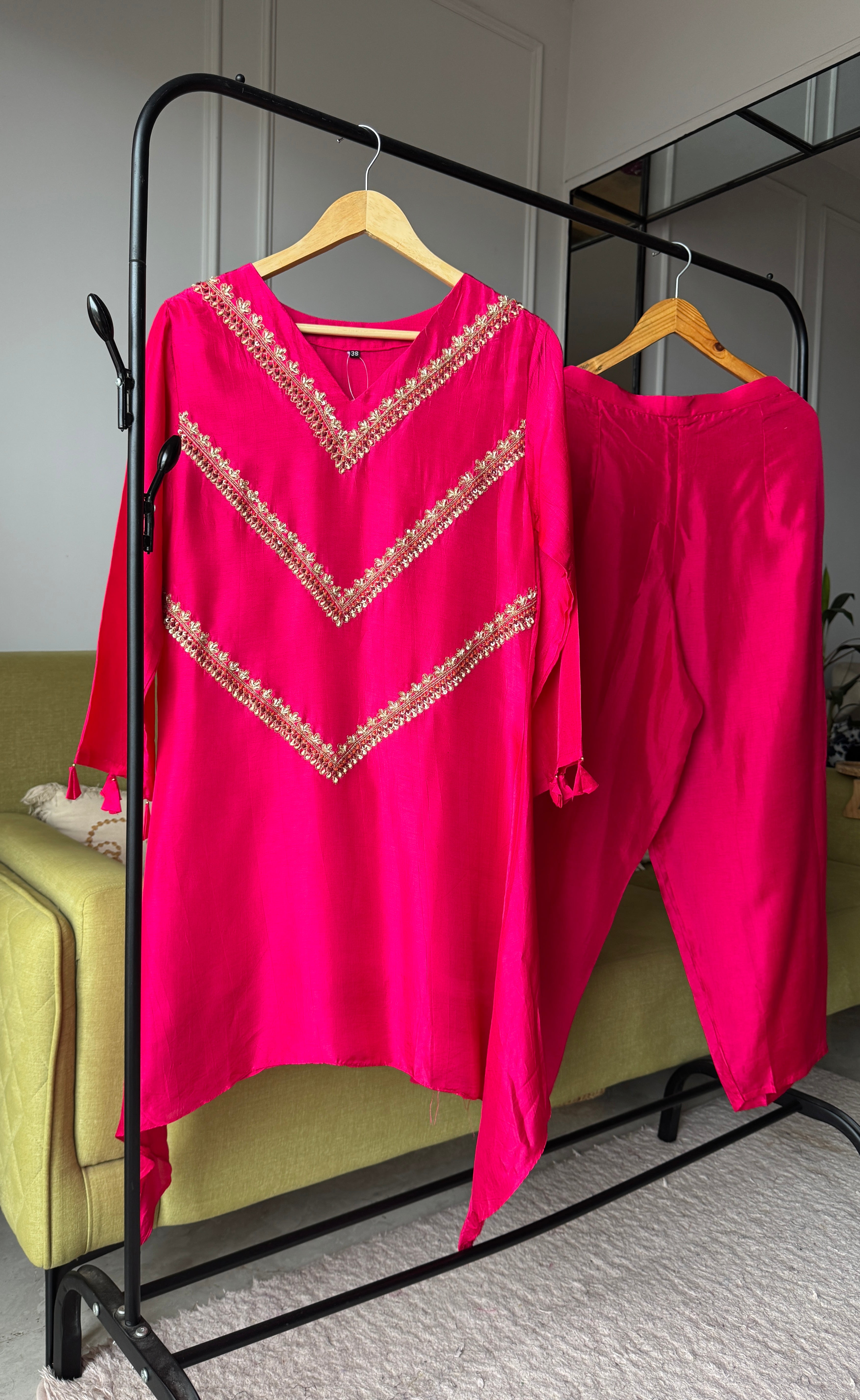 Anshika Dola Silk Handwork Coord Set