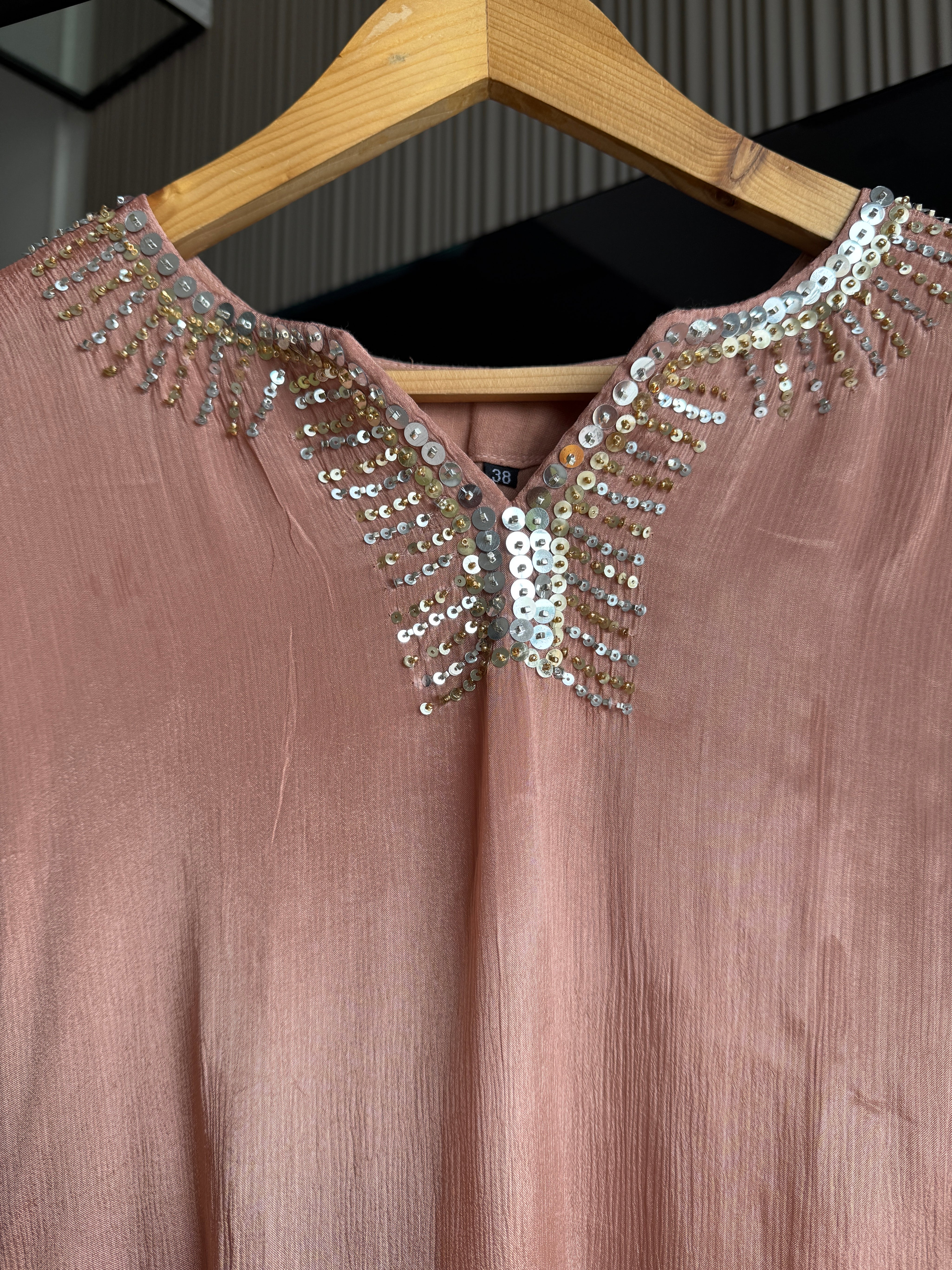 Ragini Chinon Squence Work Kurta With Flared Plazzo Pants