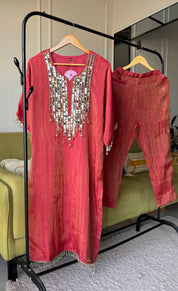 Rajini Tissue Shimmer Handwork Coord Set