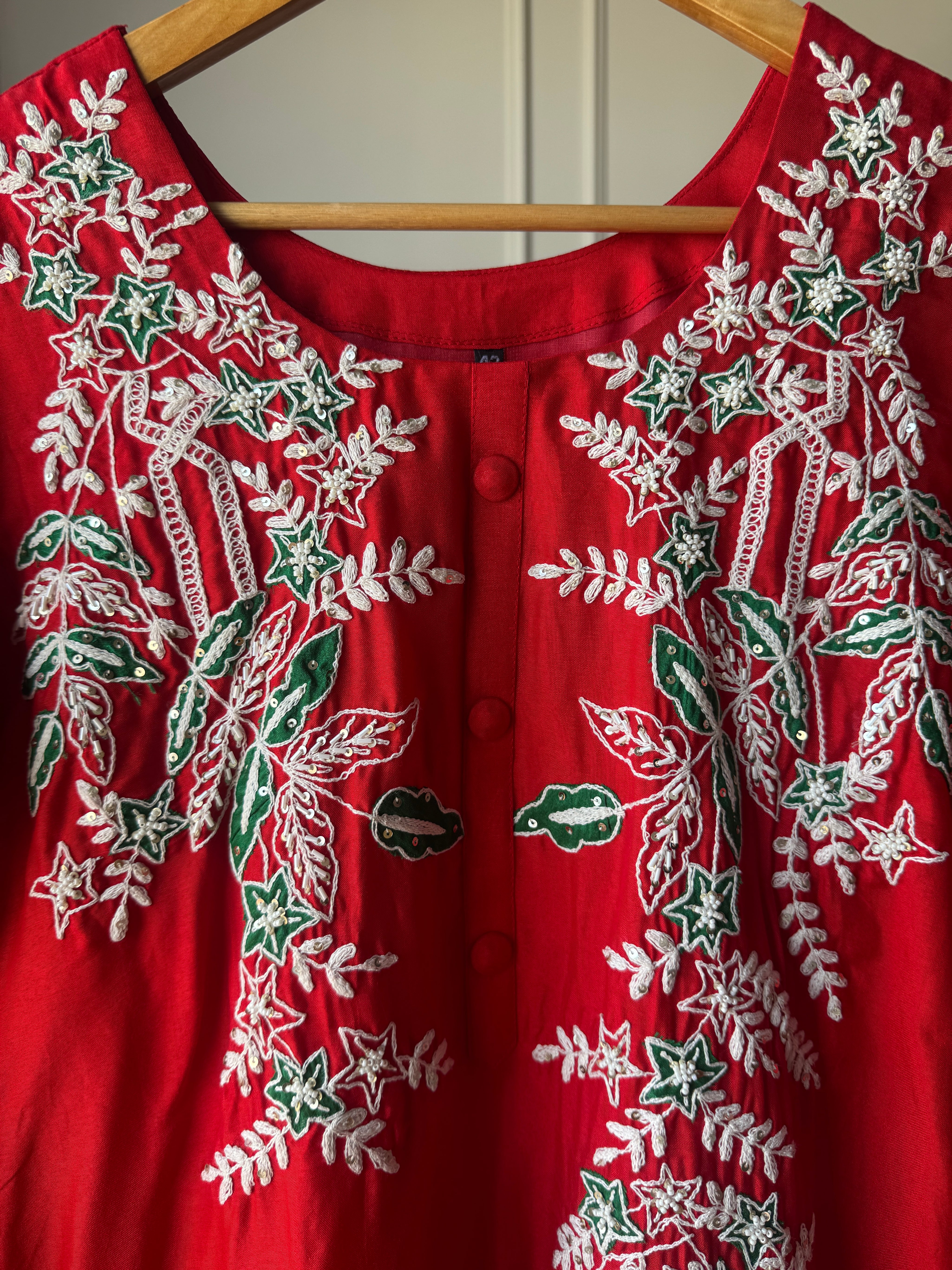 Rashi embroidery high low kurta with pants and dupatta (Make to Order)