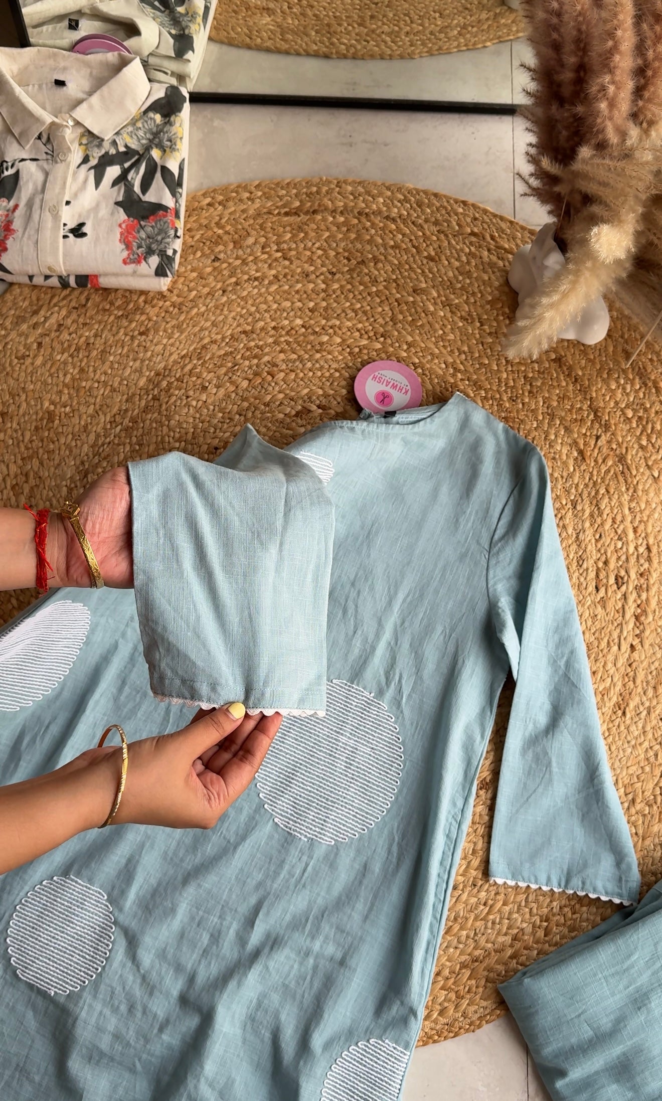 Anika Pastel Blue Embroidered Coord Set