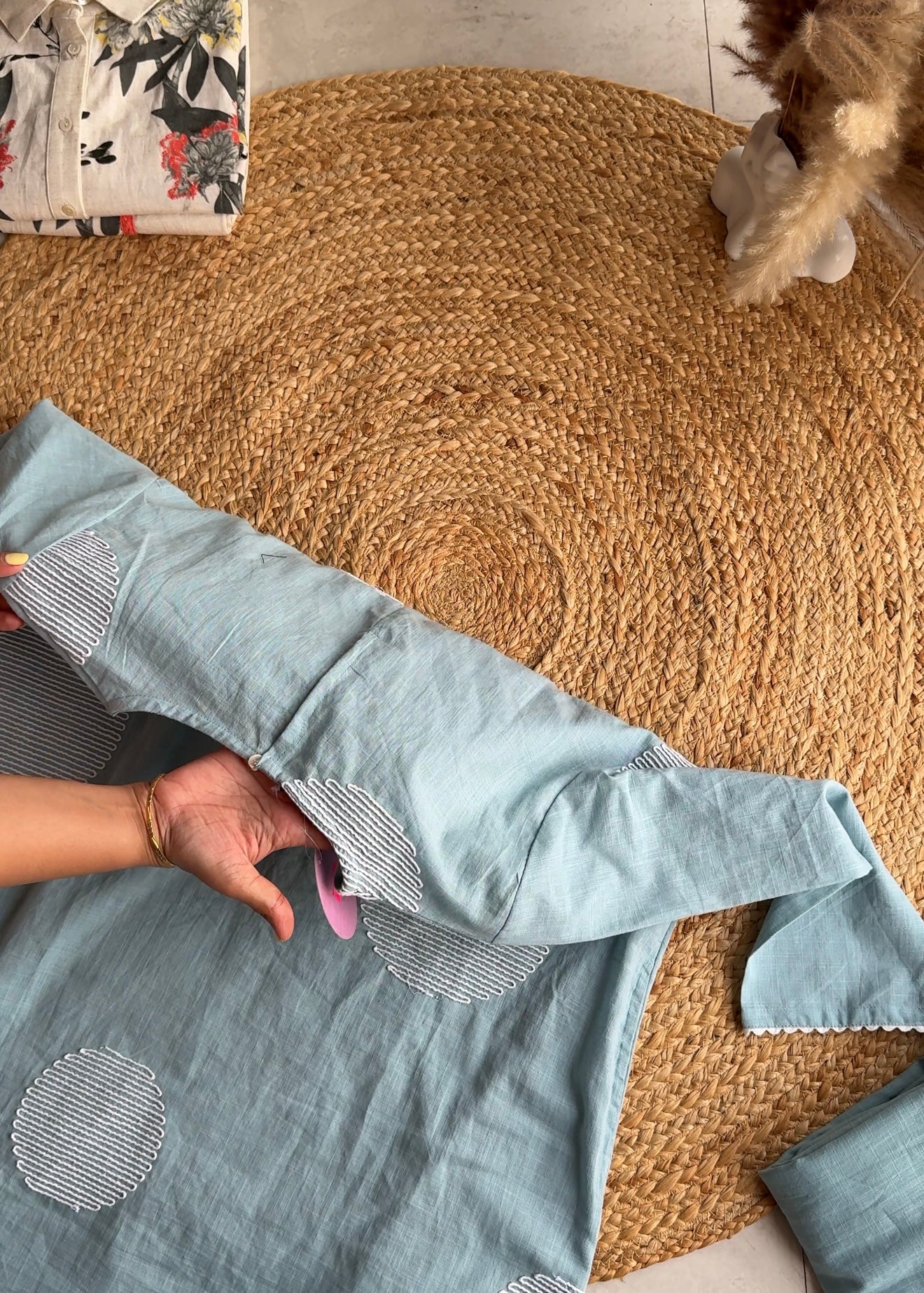 Anika Pastel Blue Embroidered Coord Set